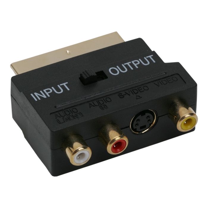 Adaptor SCART (EURO) la 3 × RCA si S-Video, Convertor Audio Video cu Comutator Input/Output