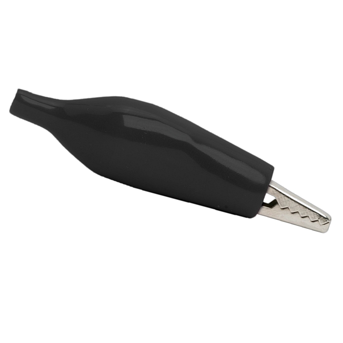 Clema Crocodil Neagra 44 mm cu Izolatie PVC, Conector Electric 5A