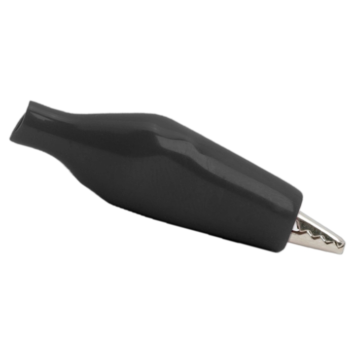 Clema Crocodil Mini Neagra 28 mm cu Izolatie PVC, Conector Electric 5A