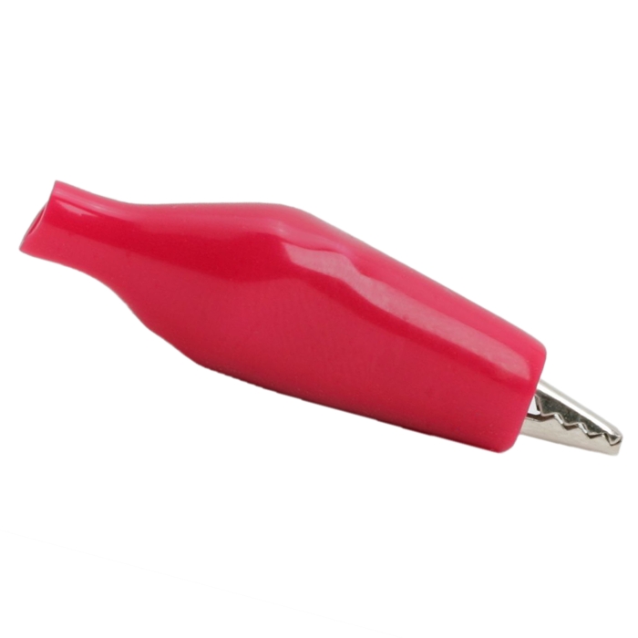 Clema Crocodil Mini Rosie 28 mm cu Izolatie PVC, Conector Electric 5A