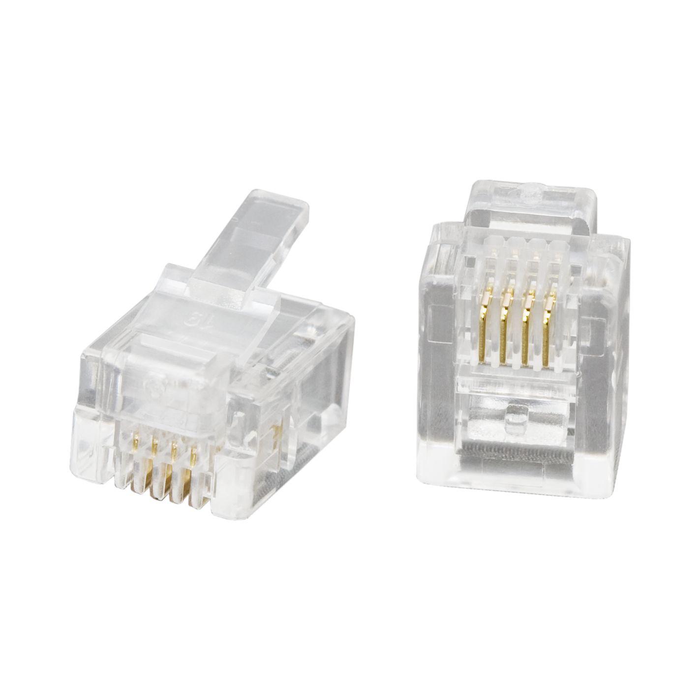 Mufa Modulara RJ11 6P4C pentru Telefon, Conector Telecomunicații cu 4 Contacte Aurite