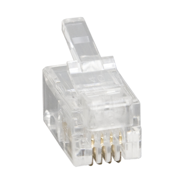 Mufa Modulara RJ9 4P4C pentru Telefon, Conector Telecomunicatii cu 4 Contacte Aurite