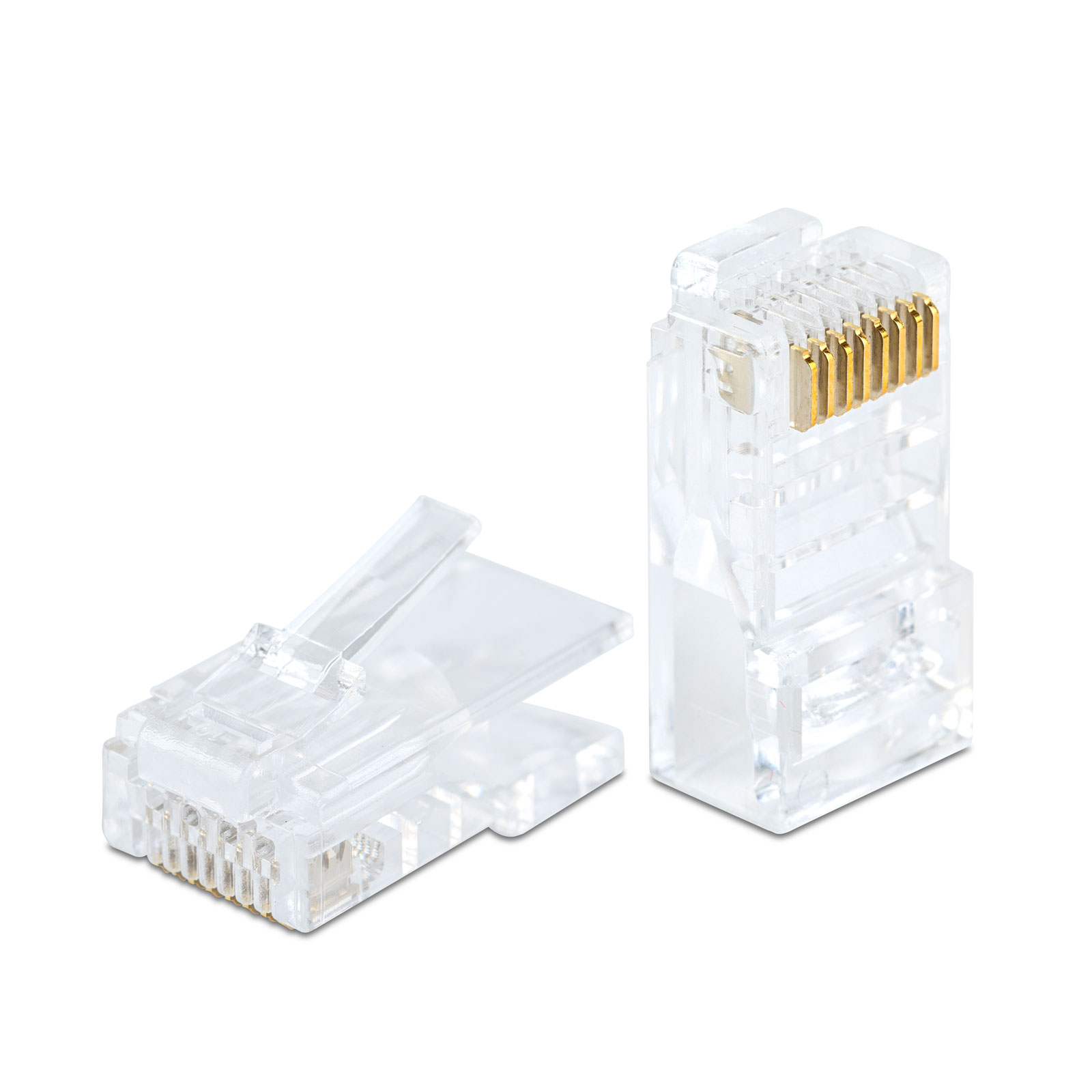 Mufa RJ45 8P8C Pass-Through CAT6 pentru Cablu UTP, Conector Retea cu Contacte Aurite