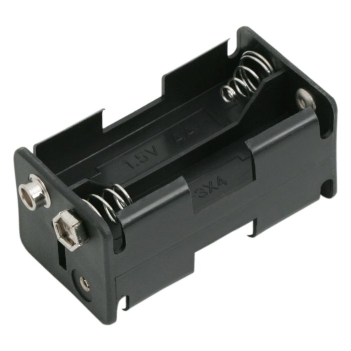 Suport Baterii 4 x AA cu Conexiune 9V, Suport Plastic pentru Baterii Tip AA, Culoare Neagra, Set 10 Buc