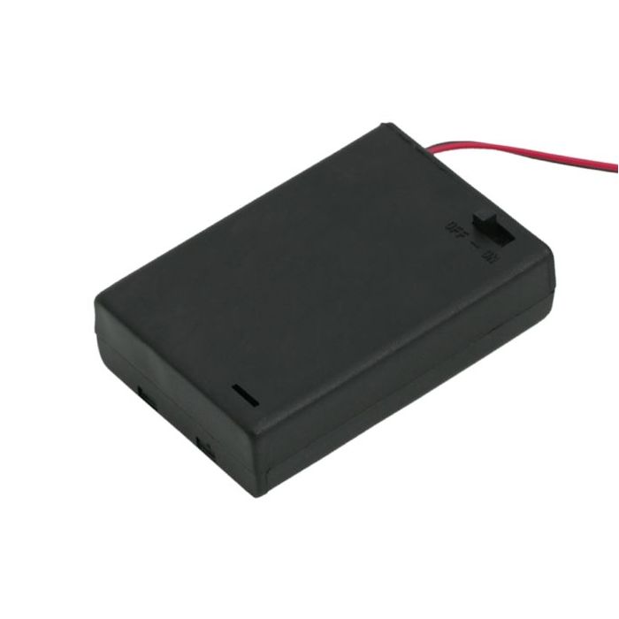 Suport Baterii 3 x AA cu Fire 12 cm si Intrerupator ON/OFF, Carcasa Plastic Neagra, Set 5 Buc