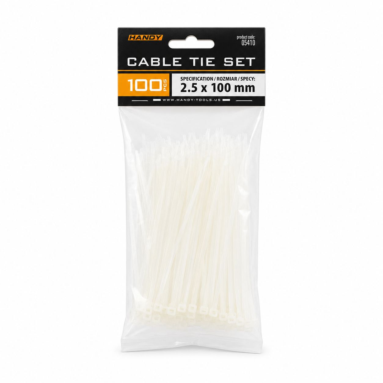 Coliere Plastic pentru Cabluri, 100×2.5 mm, Nylon Auto-Blocante, Transparent, 100 buc