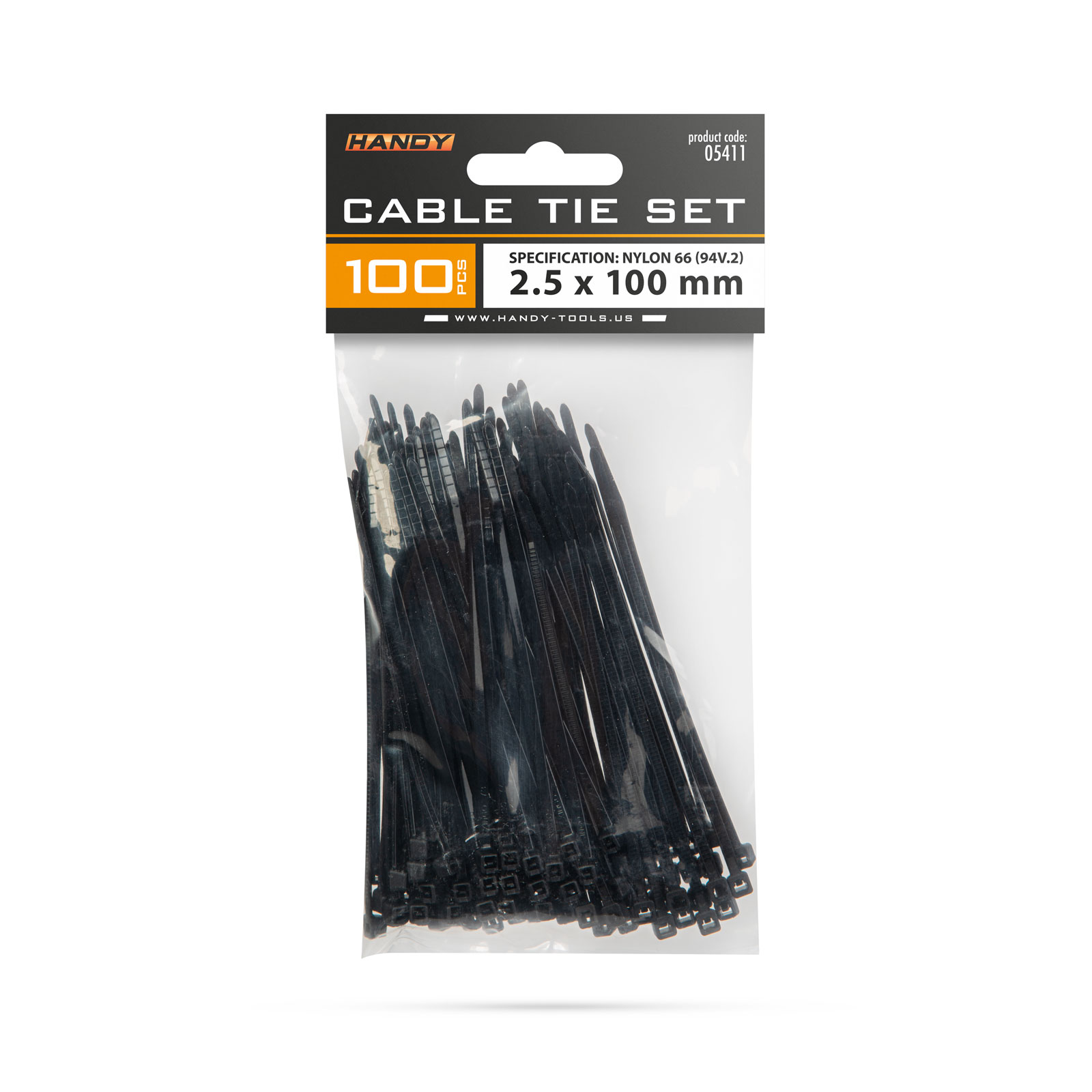 Coliere Plastic pentru Cabluri, 100×2.5 mm, Nylon Auto-Blocante, Negre, 100 buc