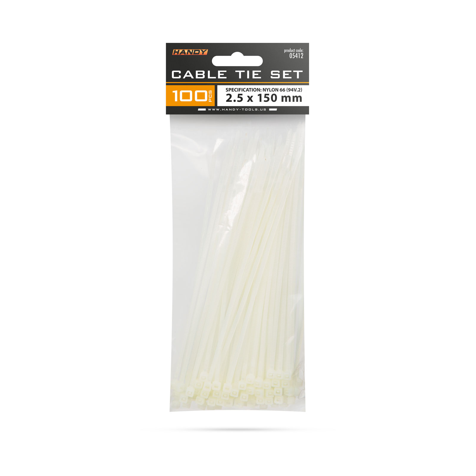 Coliere Plastic pentru Cabluri, 150×2.5 mm, Nylon Auto-Blocante, Transparent, 100 buc