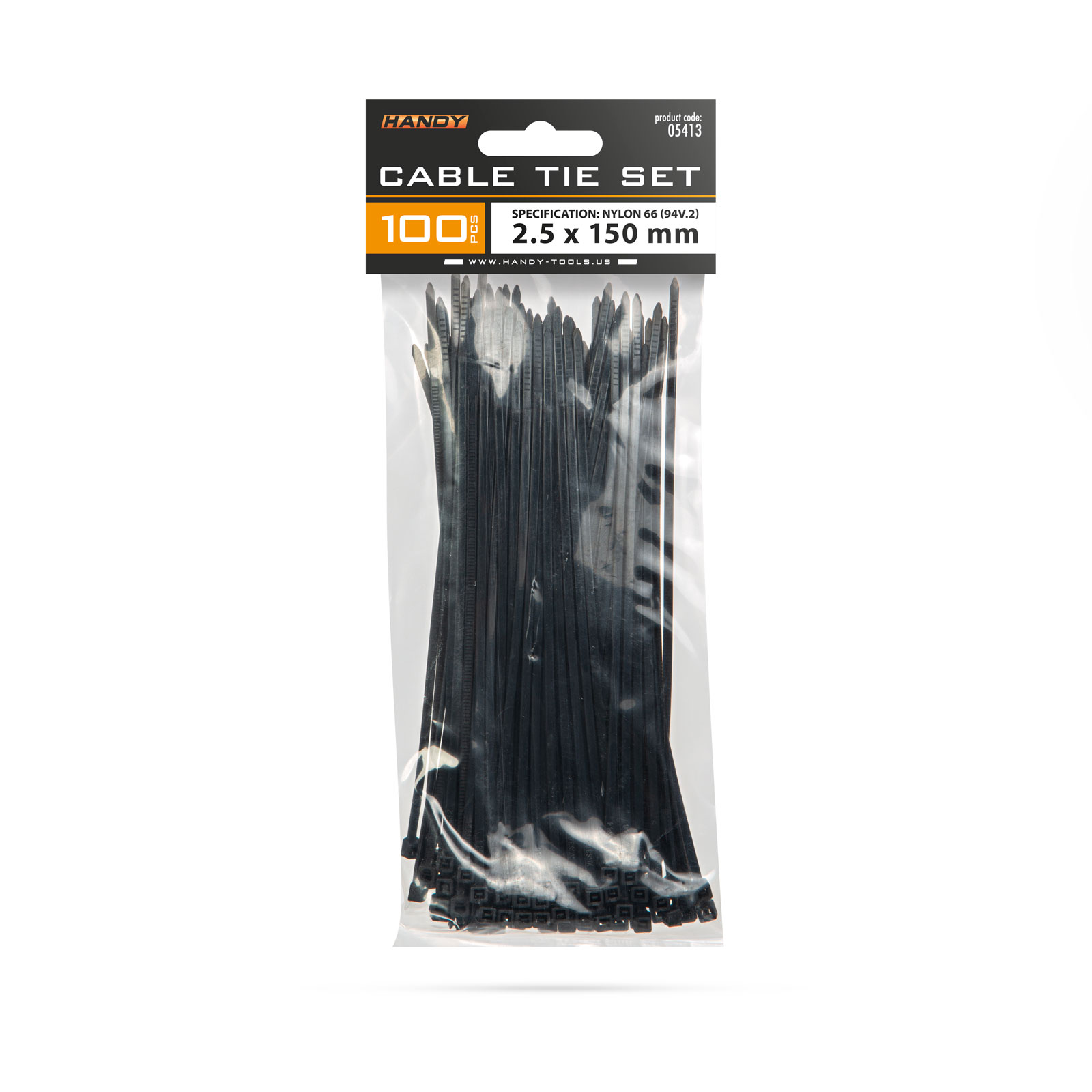 Coliere Plastic pentru Cabluri, 150×2.5 mm, Nylon Auto-Blocante, Negre, 100 buc
