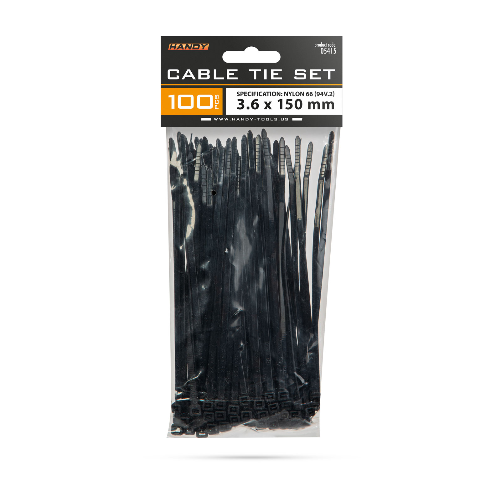 Coliere Plastic pentru Cabluri, 150×3.6 mm, Nylon Auto-Blocante, Negre, 100 buc
