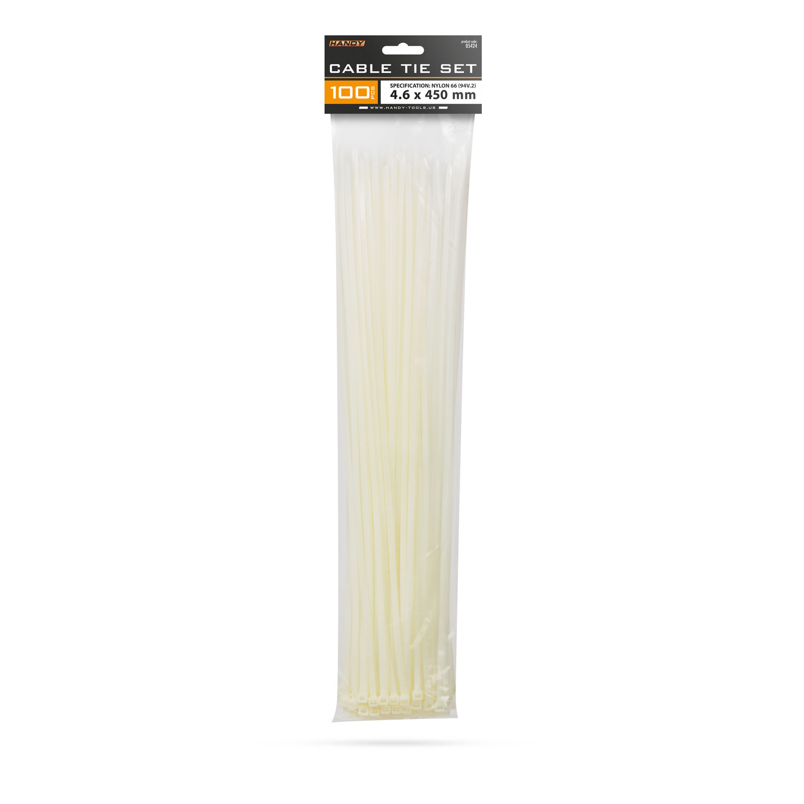Coliere Plastic pentru Cabluri, 450×4.6 mm, Nylon Auto-Blocante, Transparent, 100 buc