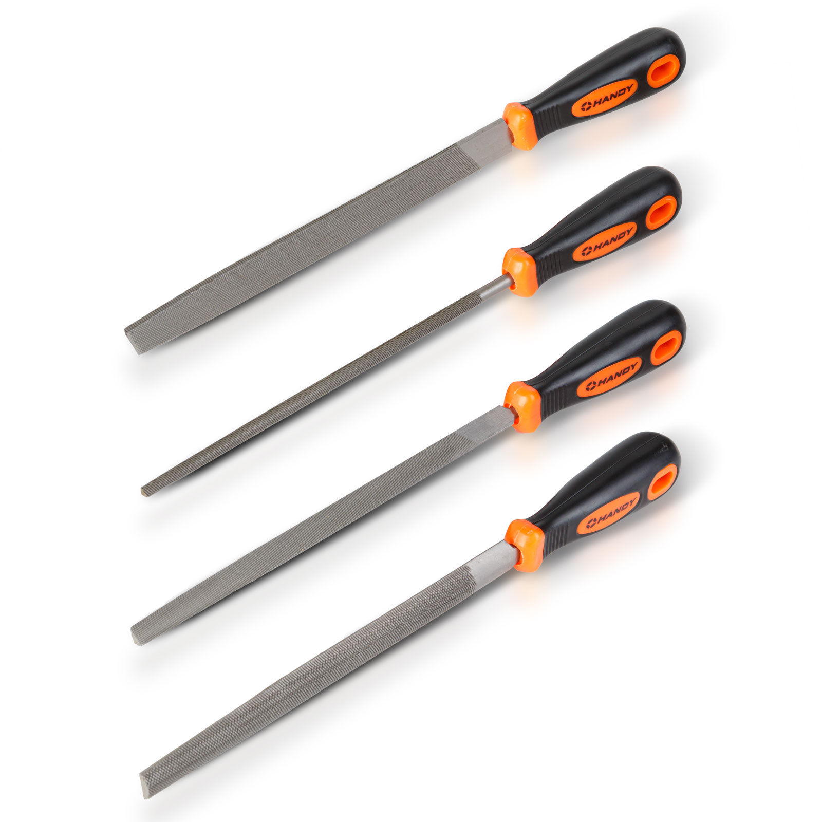 Set 4 pile de mana 8", 200 mm, pentru lemn si metal, maner ergonomic