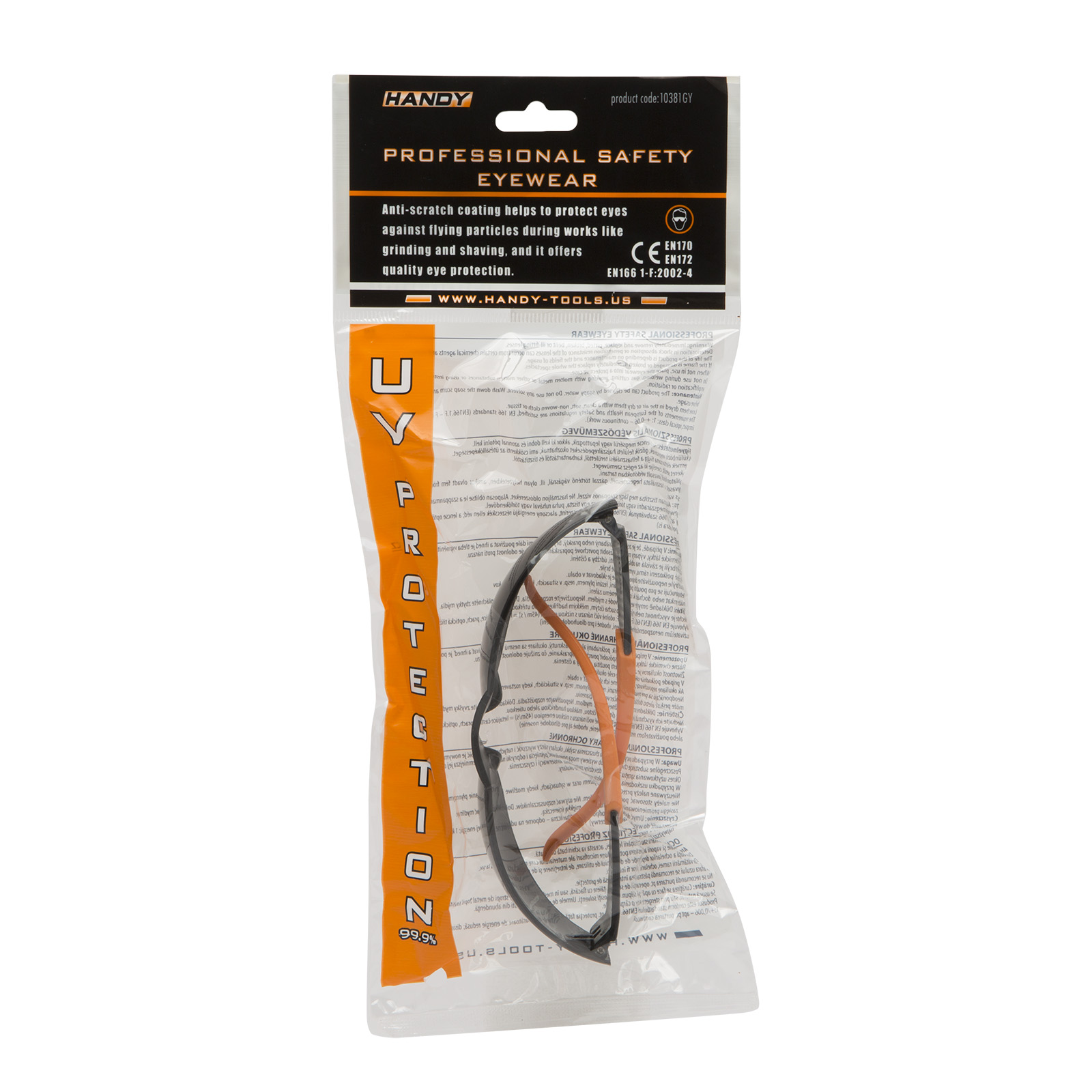 Ochelari de Protectie Profesionali Gri cu Protectie UV, Lentile Anti-Zgarieturi, Standard EN166
