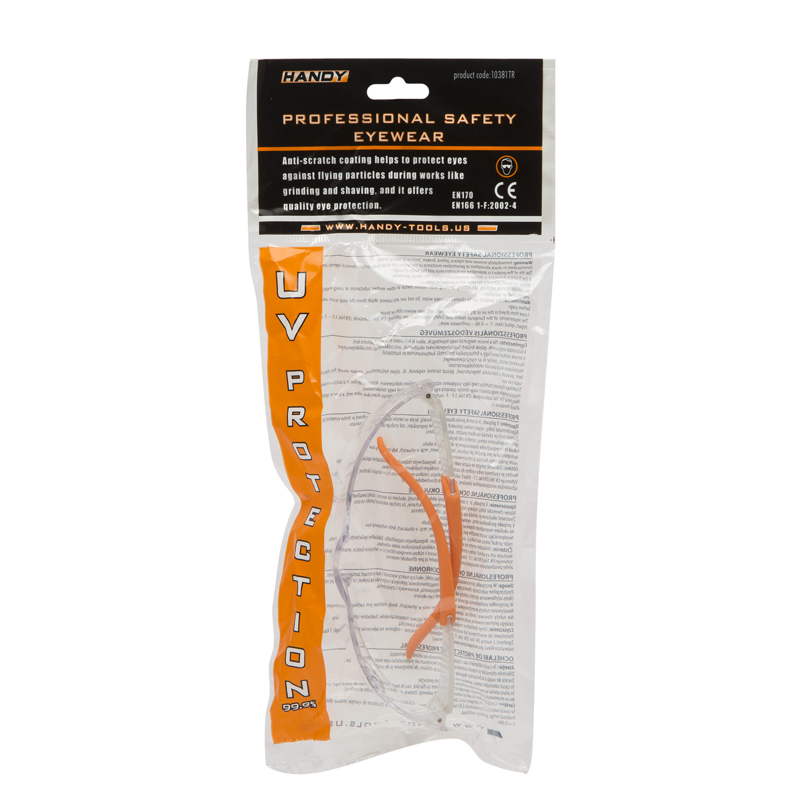 Ochelari de Protectie Profesionali Transparenti cu Protectie UV, Lentile Anti-Zgarieturi, Standard EN166