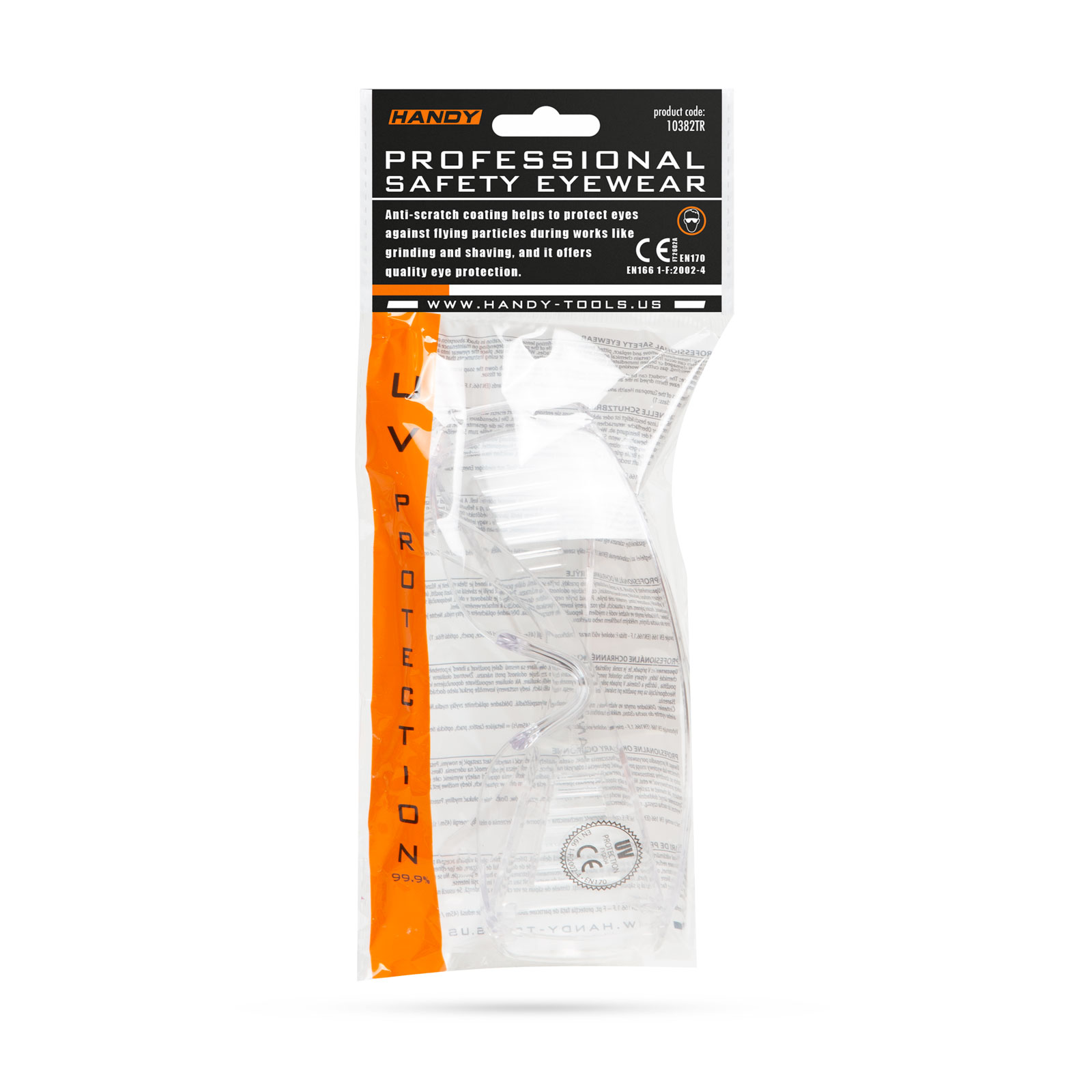 Ochelari de Protectie Profesionali Transparenti cu Protectie UV, Lentile Anti-Zgarieturi, Standard EN166 EN170