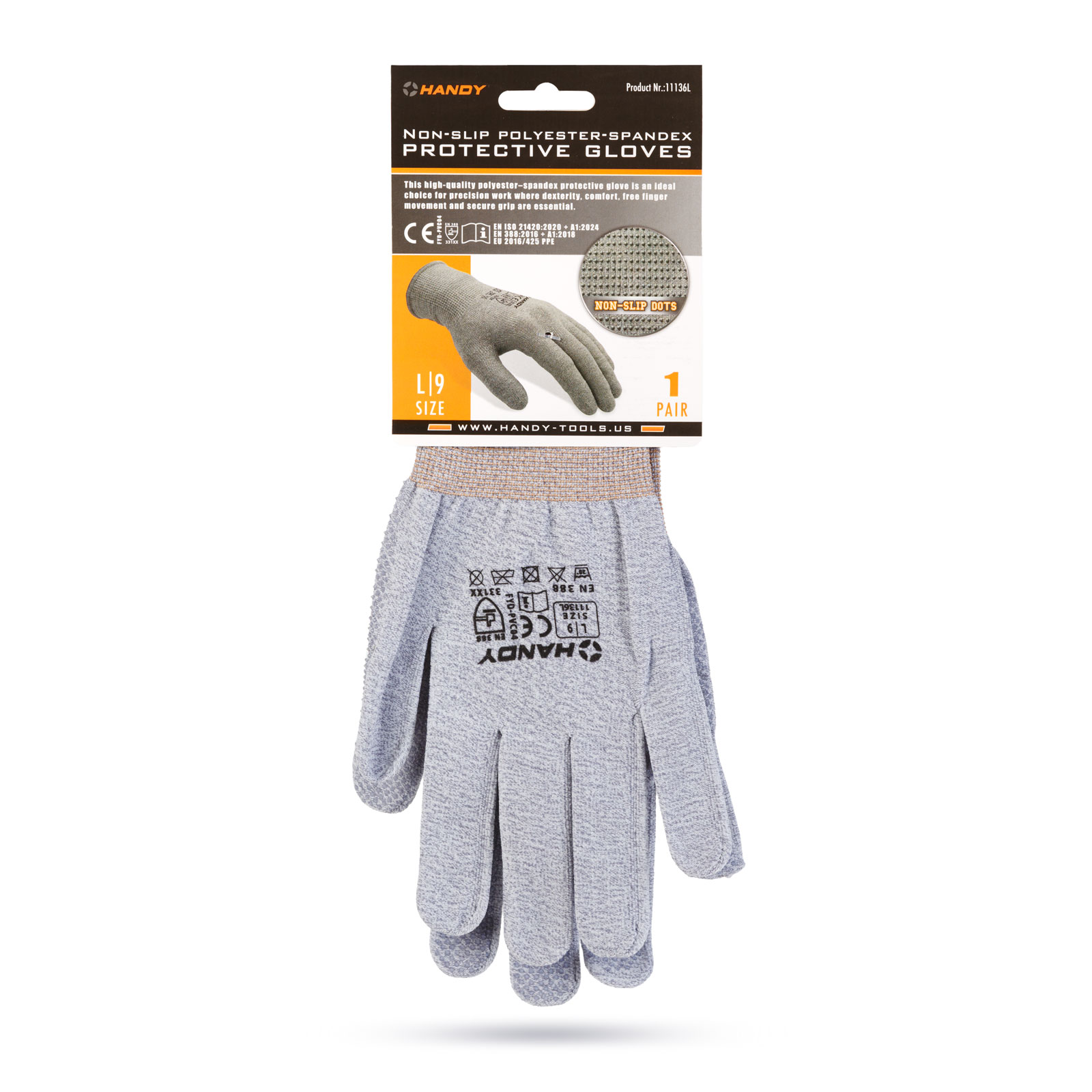 Manusi de protectie antiderapante din poliester si spandex, marimea L, respirabile