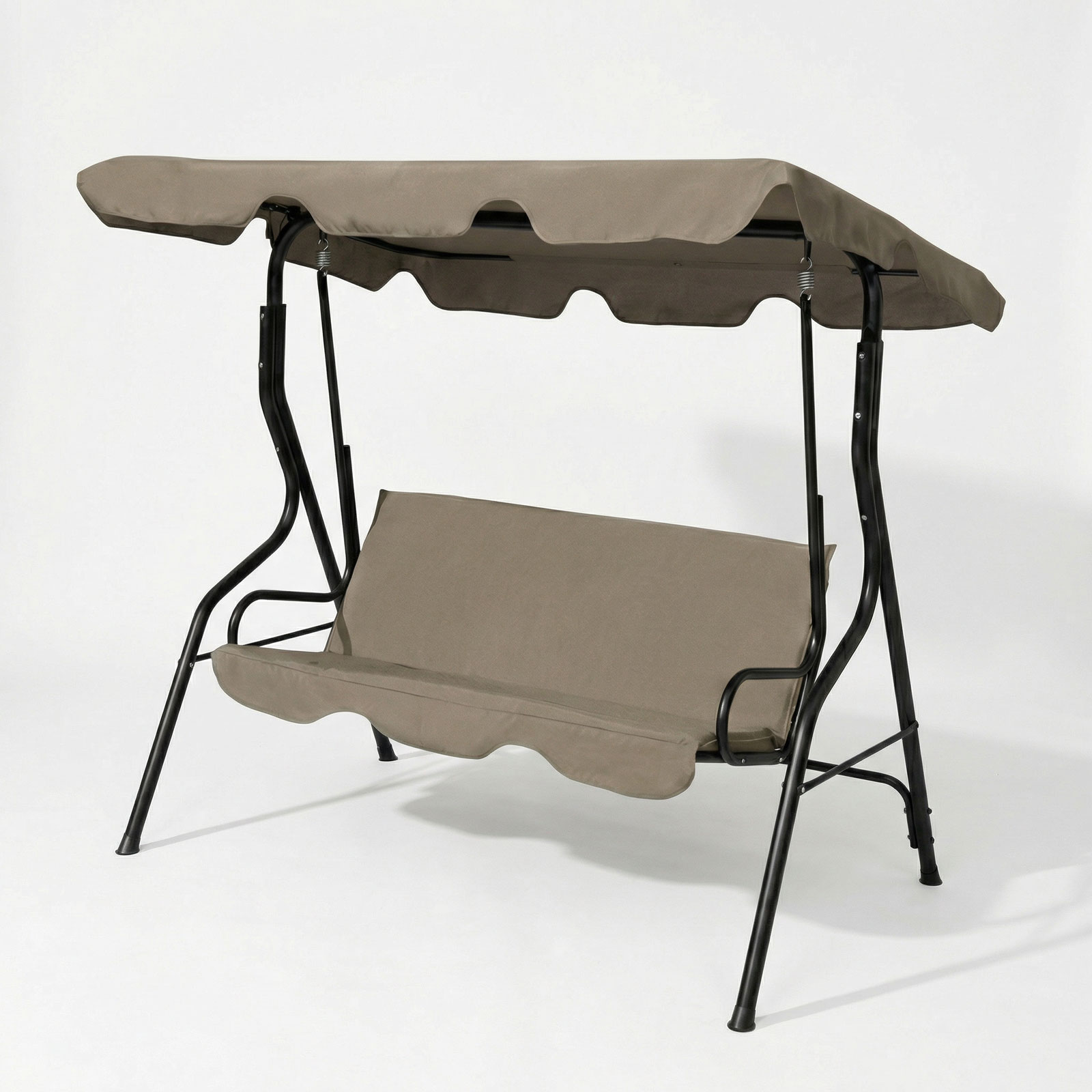 Leagan gradina 3 persoane 170 x 110 x 153 cm bej inchis, balansoar exterior cadru metalic