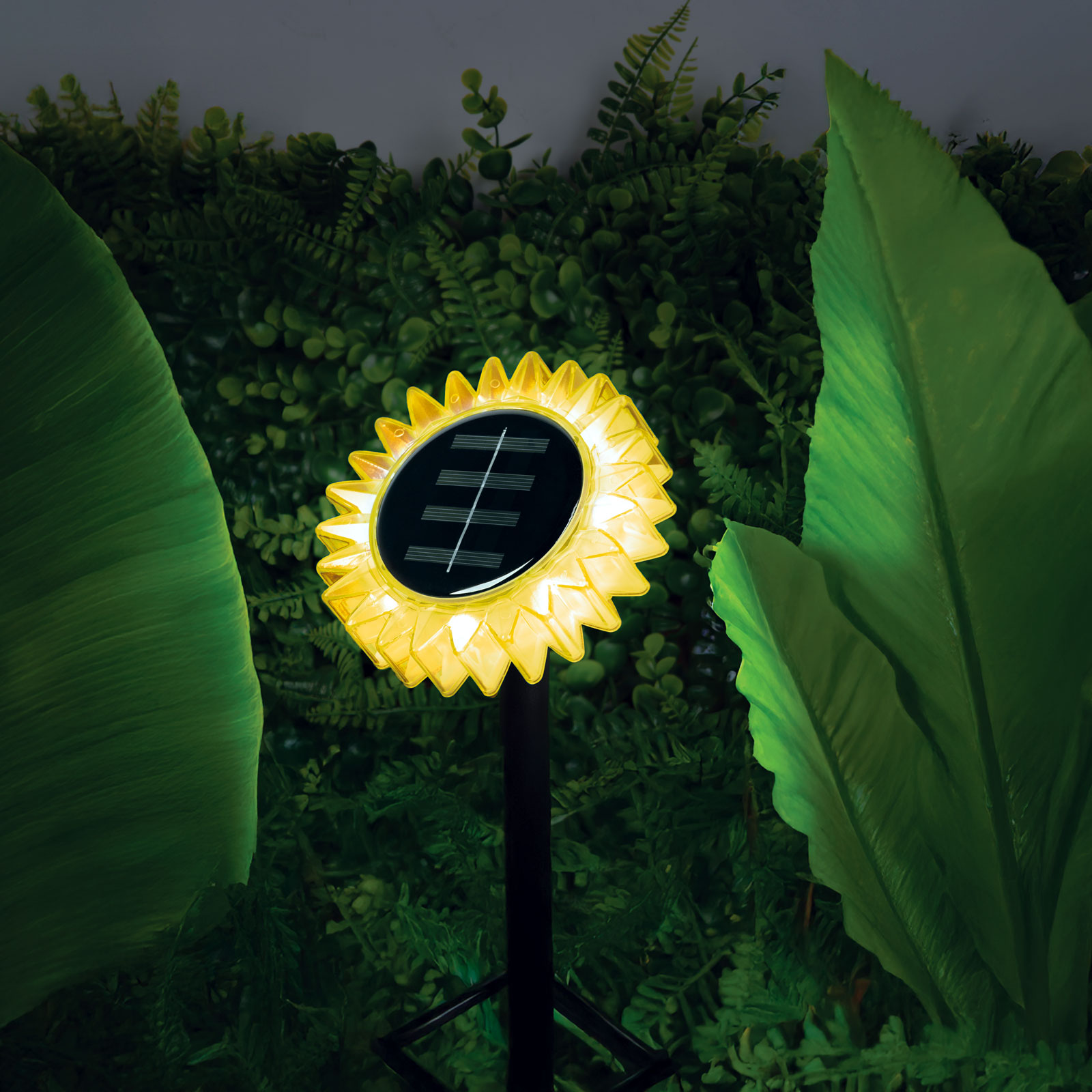 Lampa Solara de Gradina Floarea-Soarelui, LED Alb Cald, 35 cm, Galbena