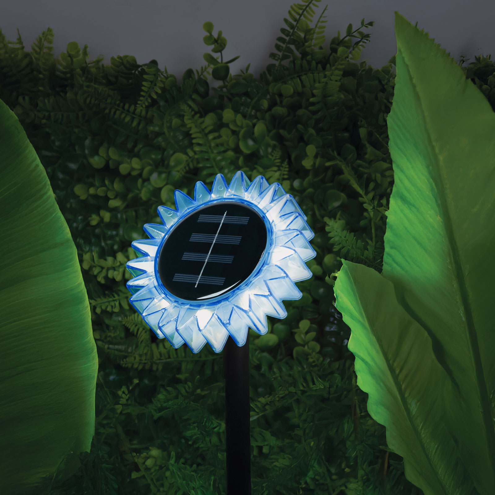 Lampa Solara de Gradina Floarea-Soarelui, LED Alb Cald, 35 cm, Albastru
