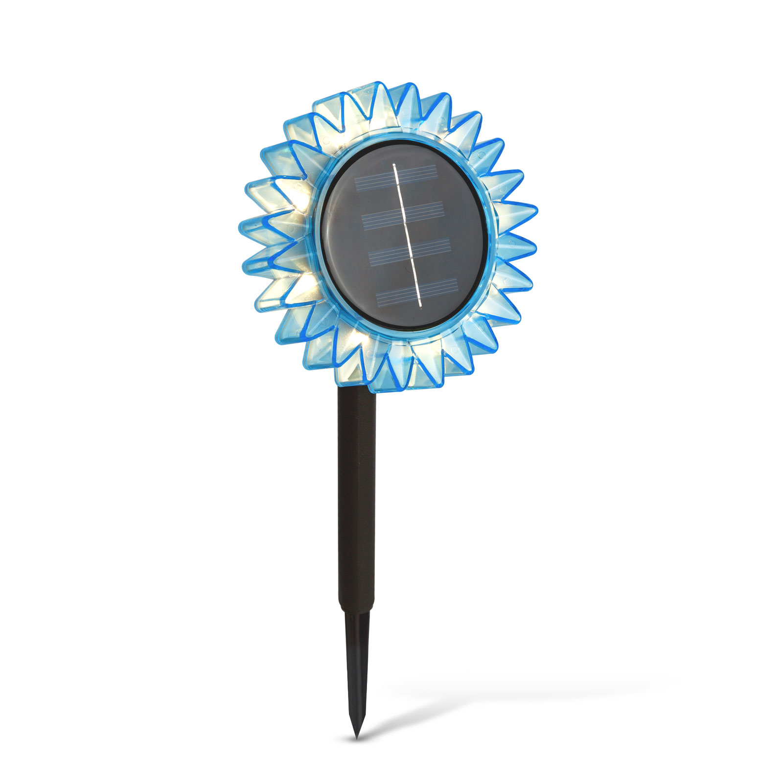 Lampa Solara de Gradina Floarea-Soarelui, LED Alb Cald, 35 cm, Albastru