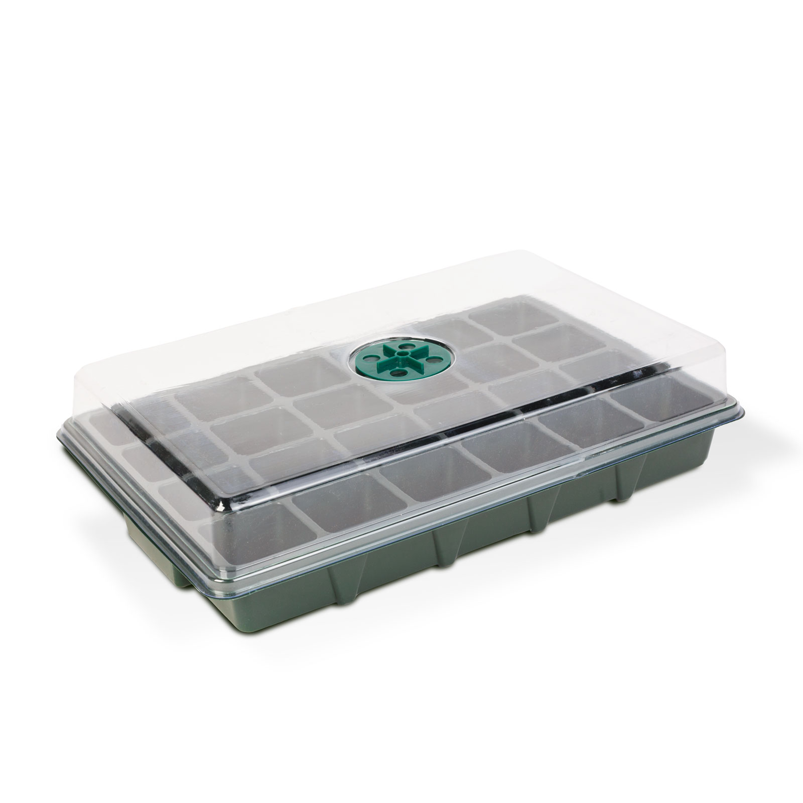 Mini sera rasaduri cu capac 37 x 23 x 9 cm, set germinare seminte 24 compartimente, tava rasaduri plastic