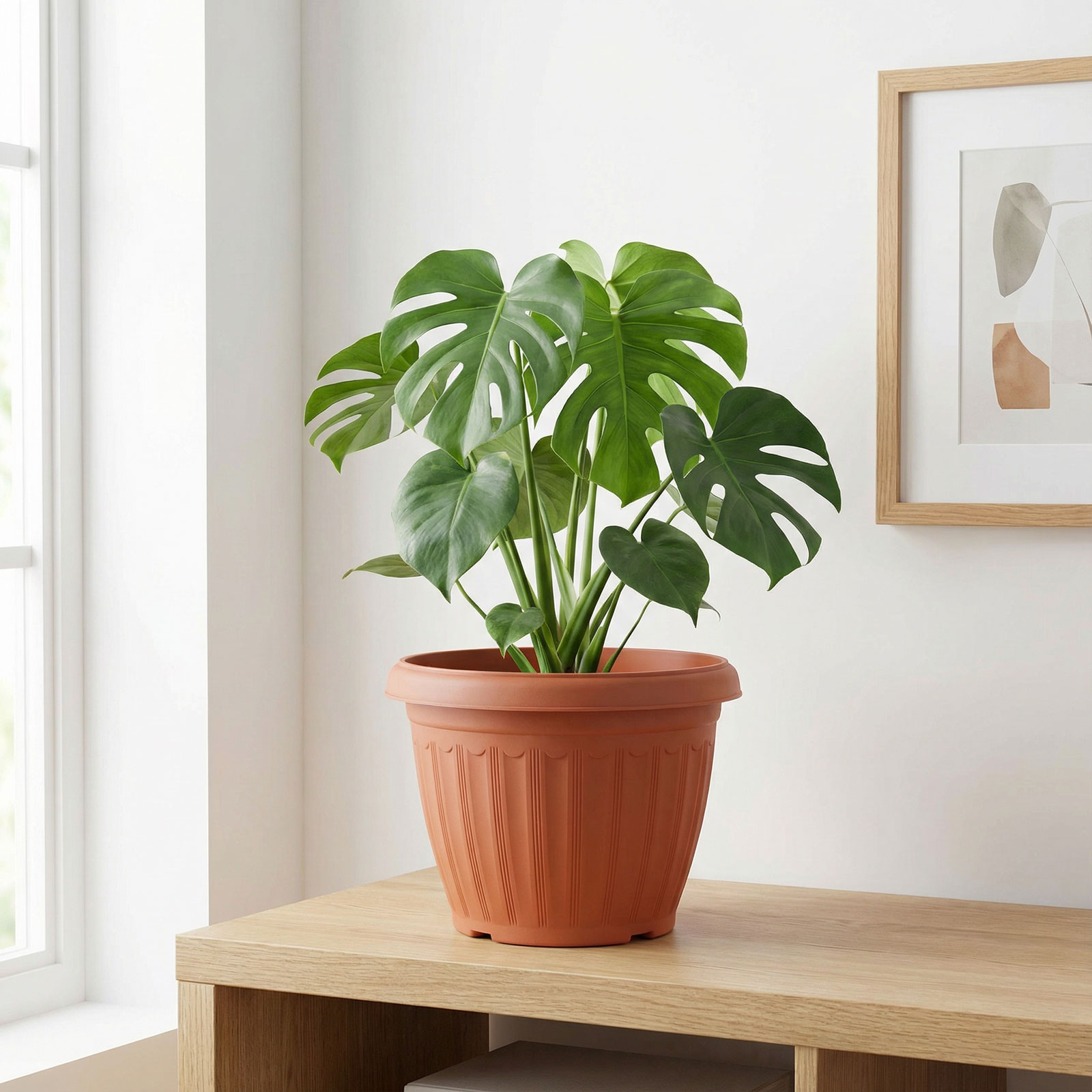Ghiveci flori din plastic, culoare teracota, Ø25 cm, pentru plante interior si exterior