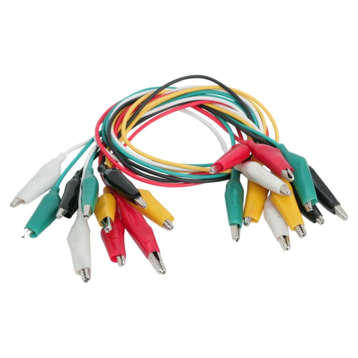 Set cleme crocodil mini 10 buc, cablu 37cm, multimetru, testare electrica