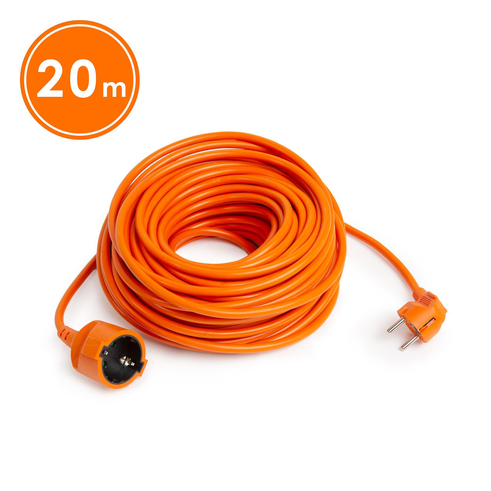 Prelungitor electric 20m portocaliu, 16A 250V, cablu 3x1.5mm, stecher 90 grade, uz exterior /interior
