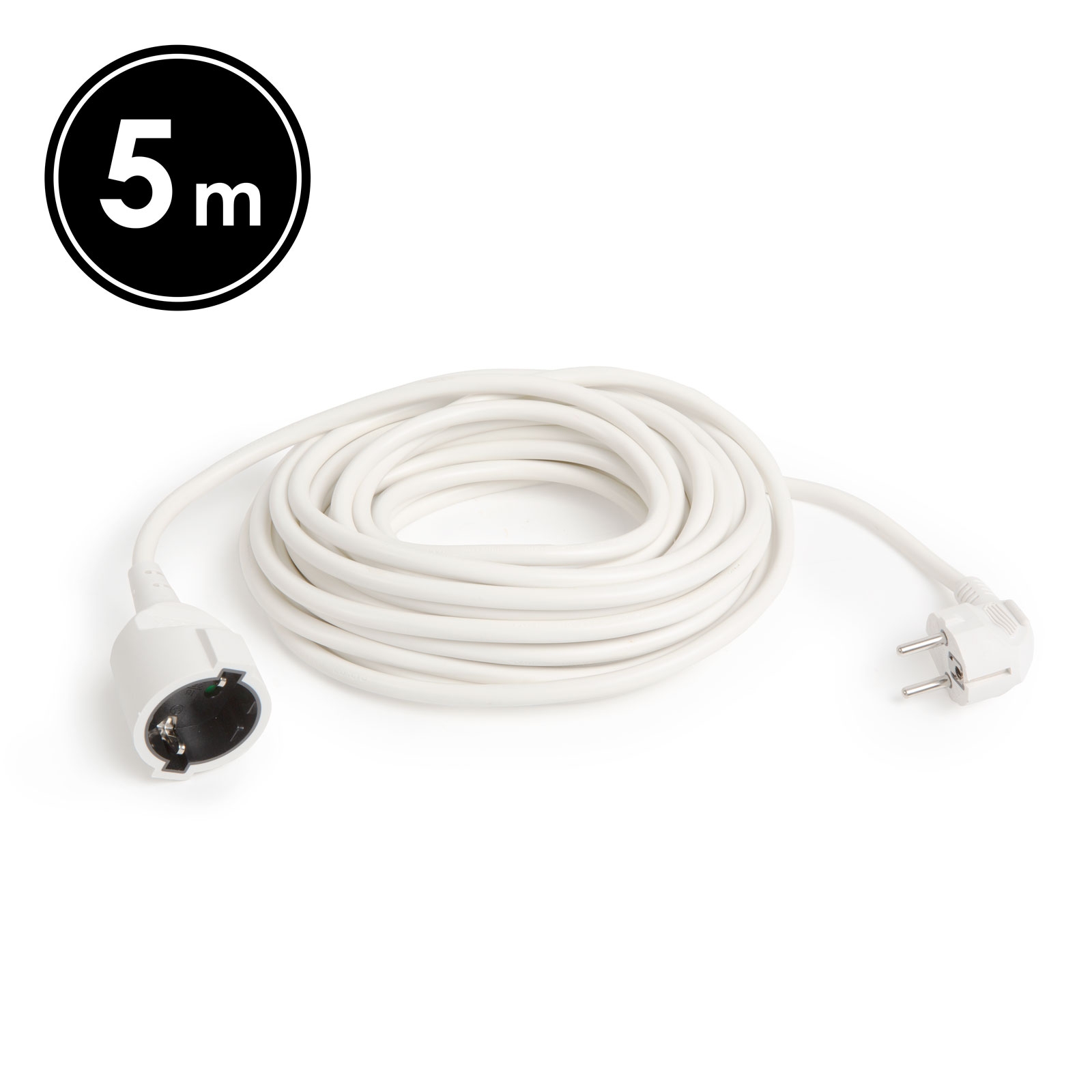 Prelungitor electric 5m alb, 16A 250V, cablu 3x1.5mm, stecher drept, uz casnic/ birou