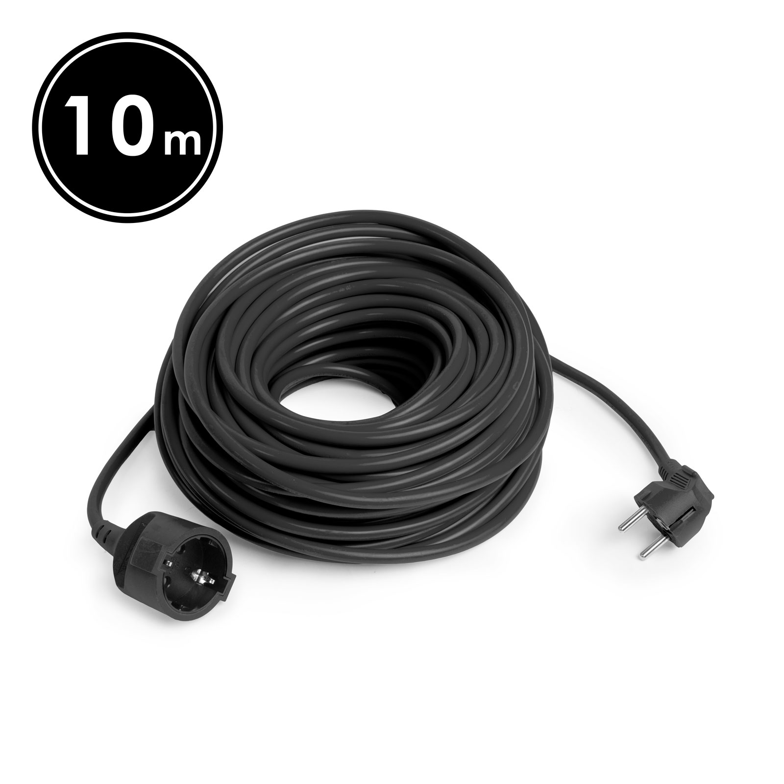 Prelungitor electric 10m negru, 16A 250V, cablu 3x1.5mm, stecher 90 grade, uz interior/ exterior