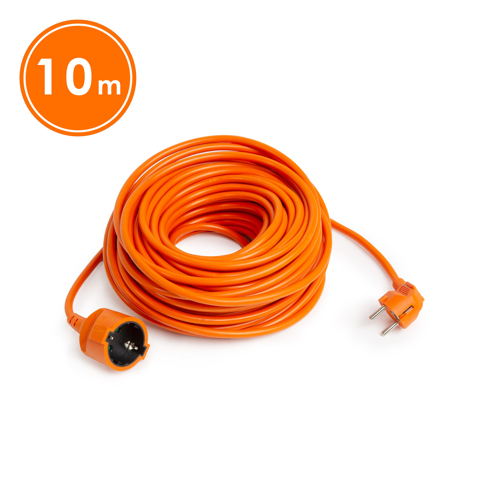 Prelungitor electric 10m portocaliu, 16A 250V, cablu 3x1.5mm, stecher 90 grade, uz interior/ exterior