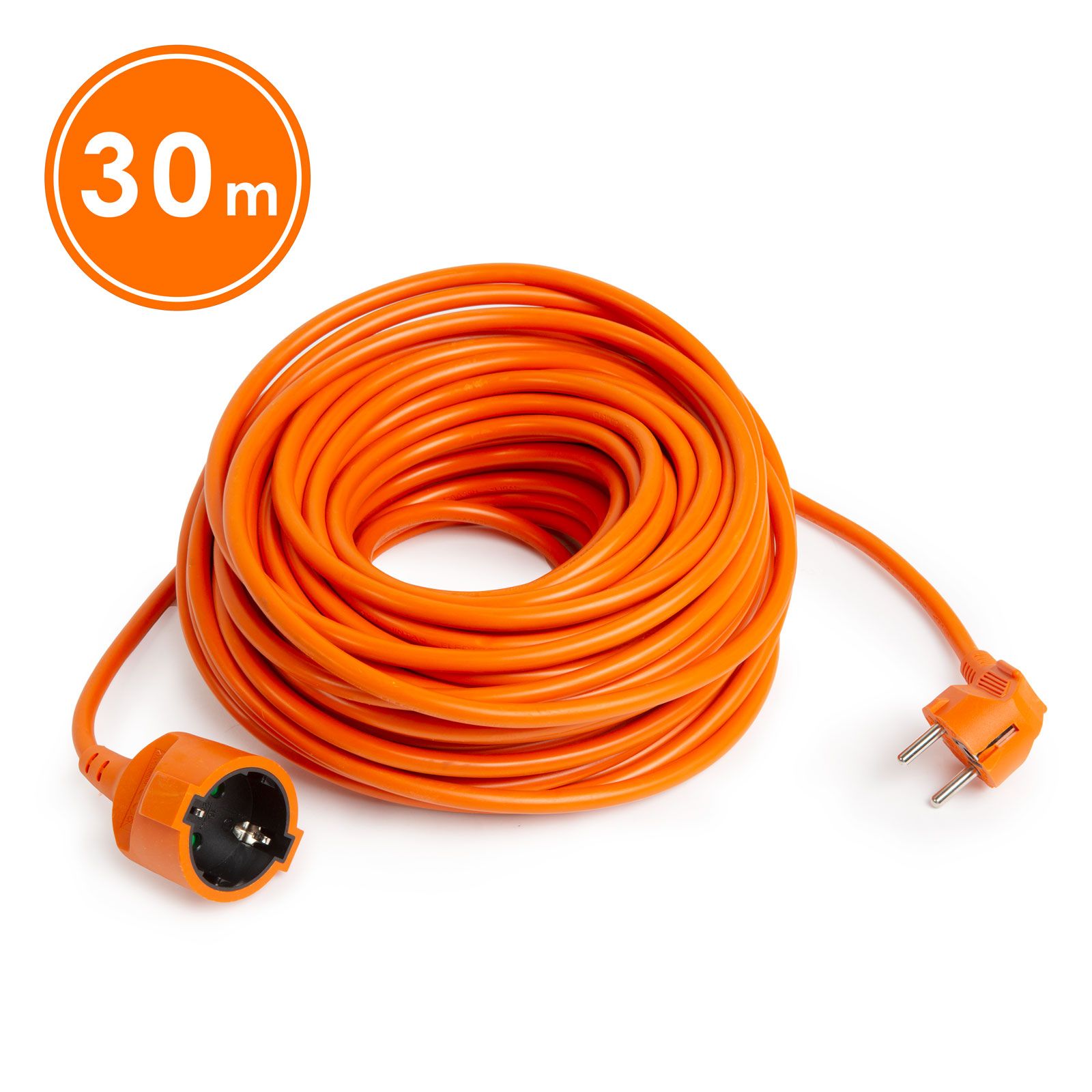 Prelungitor electric 30m portocaliu, 16A 250V, cablu 3x1.5mm, stecher 90 grade, uz interior/ exterior