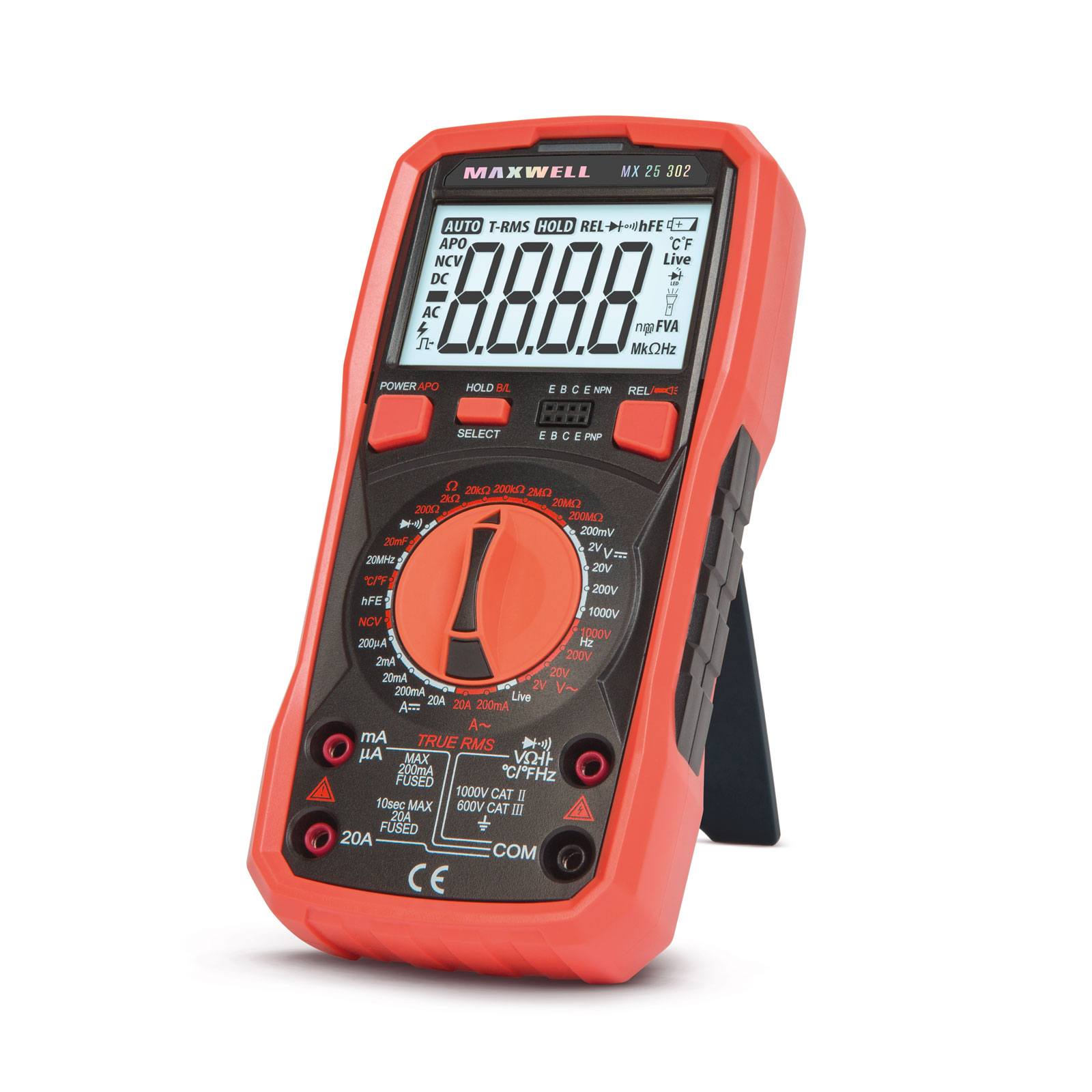 Multimetru digital True RMS 1000V, 20A, frecventa, temperatura, capacitate, test diode, continuitate