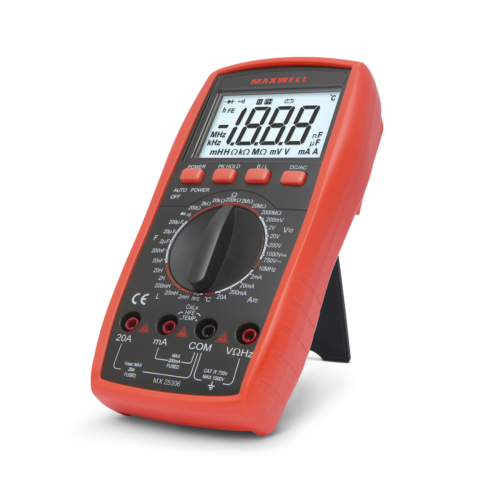 Multimetru digital 1000V, 20A, inductanta, frecventa, temperatura, test diode, continuitate