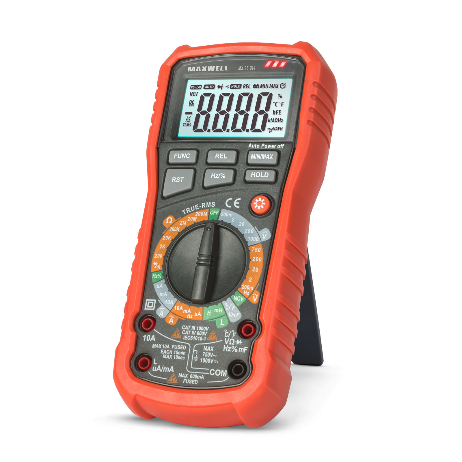 Multimetru digital 1000V, 10A, inductanta, capacitate, temperatura, NCV, test diode, continuitate