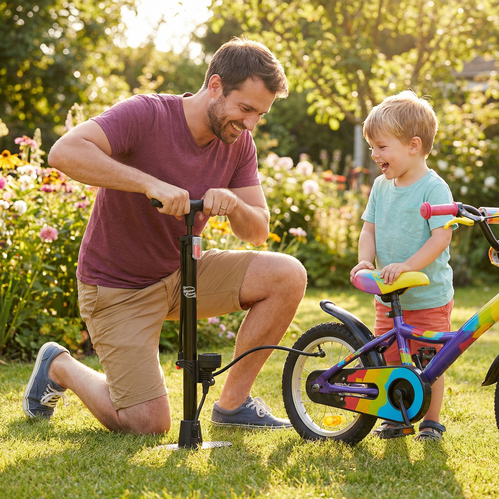 Pompa bicicleta cu manometru 160 PSI, pompa manuala atelier, furtun lung, Presta, negru