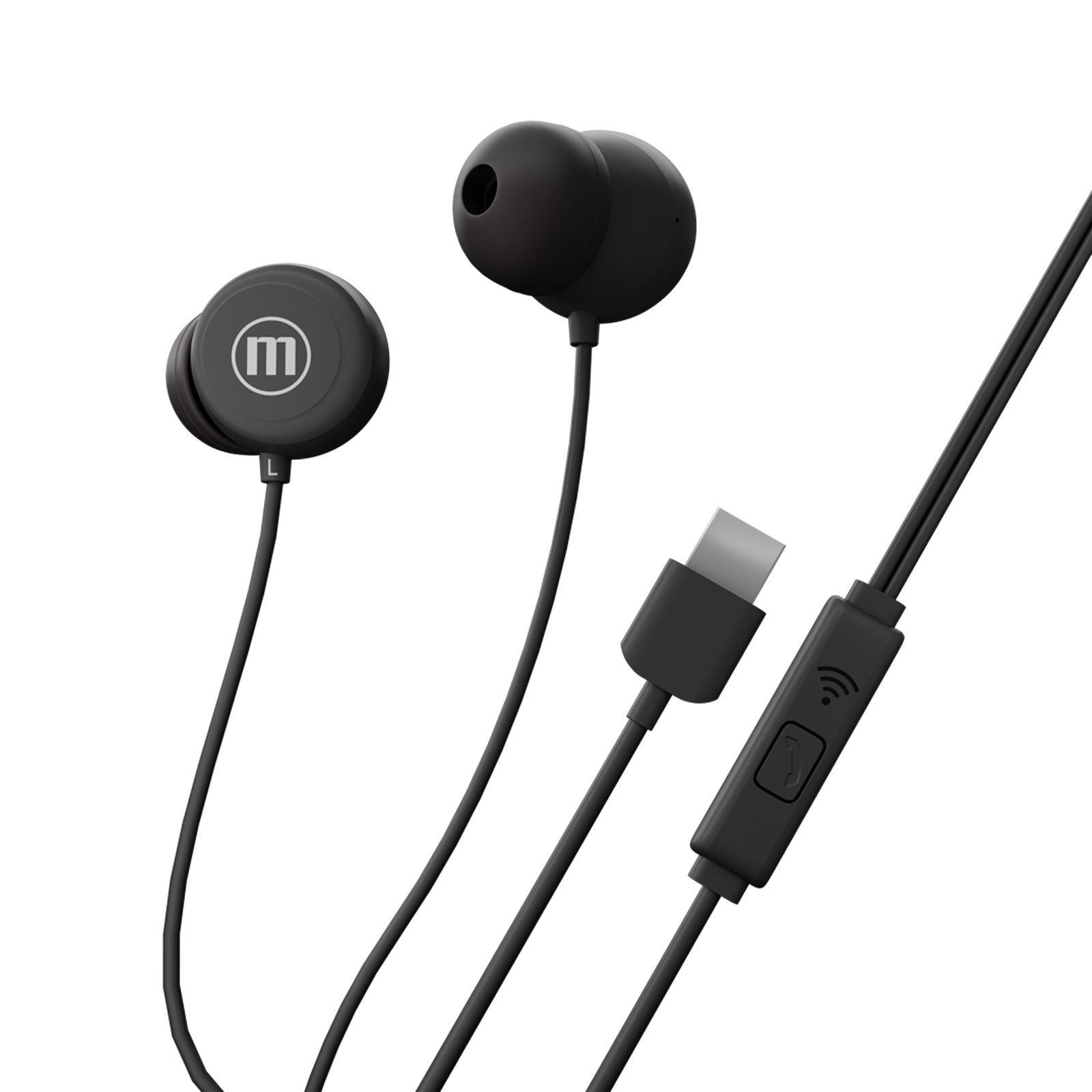 Casti cu fir USB C Maxell INBAX, casti in ear cu microfon, casti telefon Type C