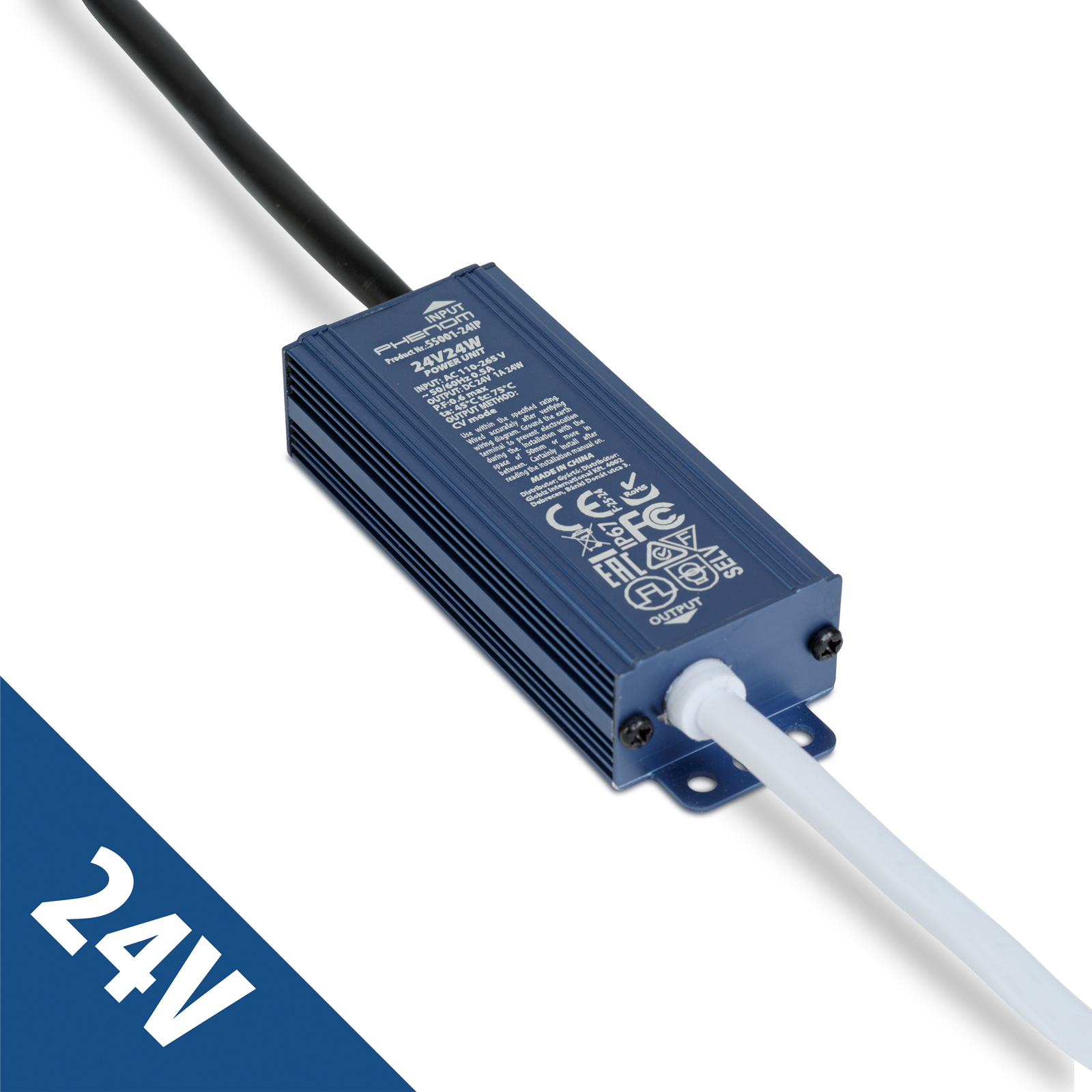Sursa alimentare 24V 24W 1A IP67 gri, transformator LED impermeabil exterior interior
