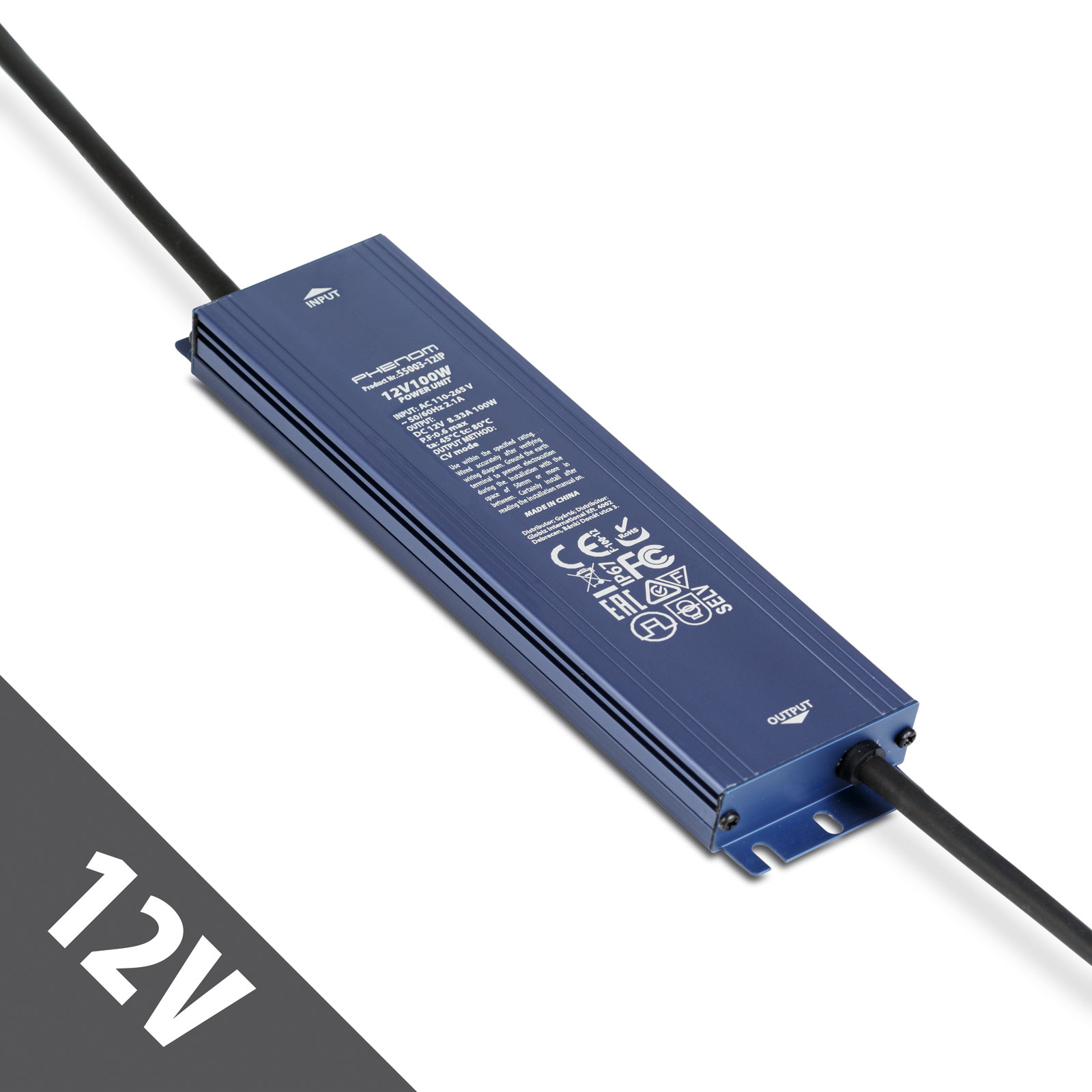 Sursa alimentare 12V 100W 8.3A IP67 gri, transformator LED impermeabil exterior interior