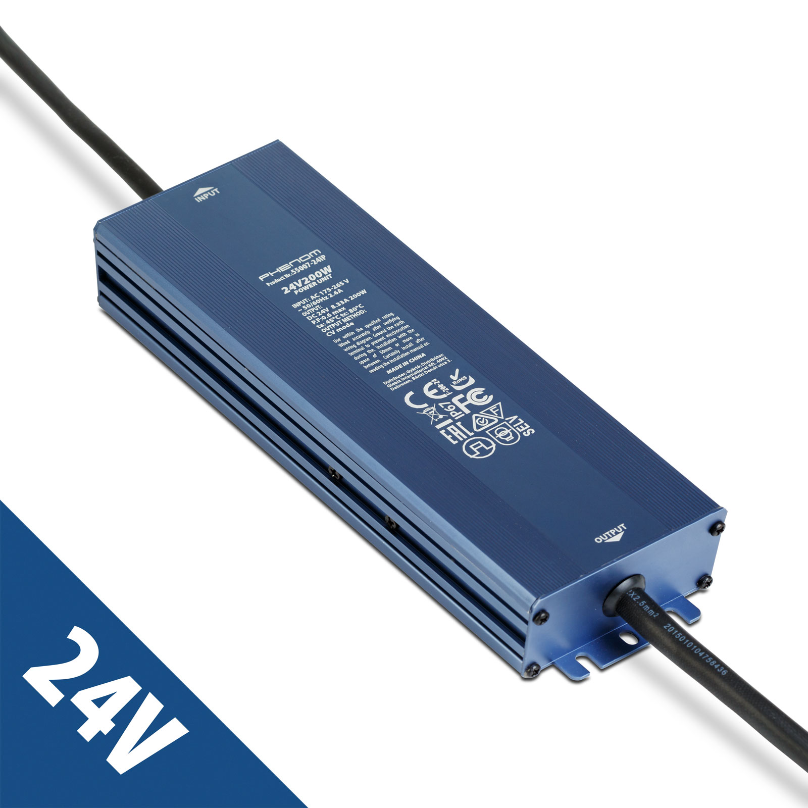 Sursa alimentare 24V 200W 8.3A IP67 gri, transformator LED impermeabil exterior interior