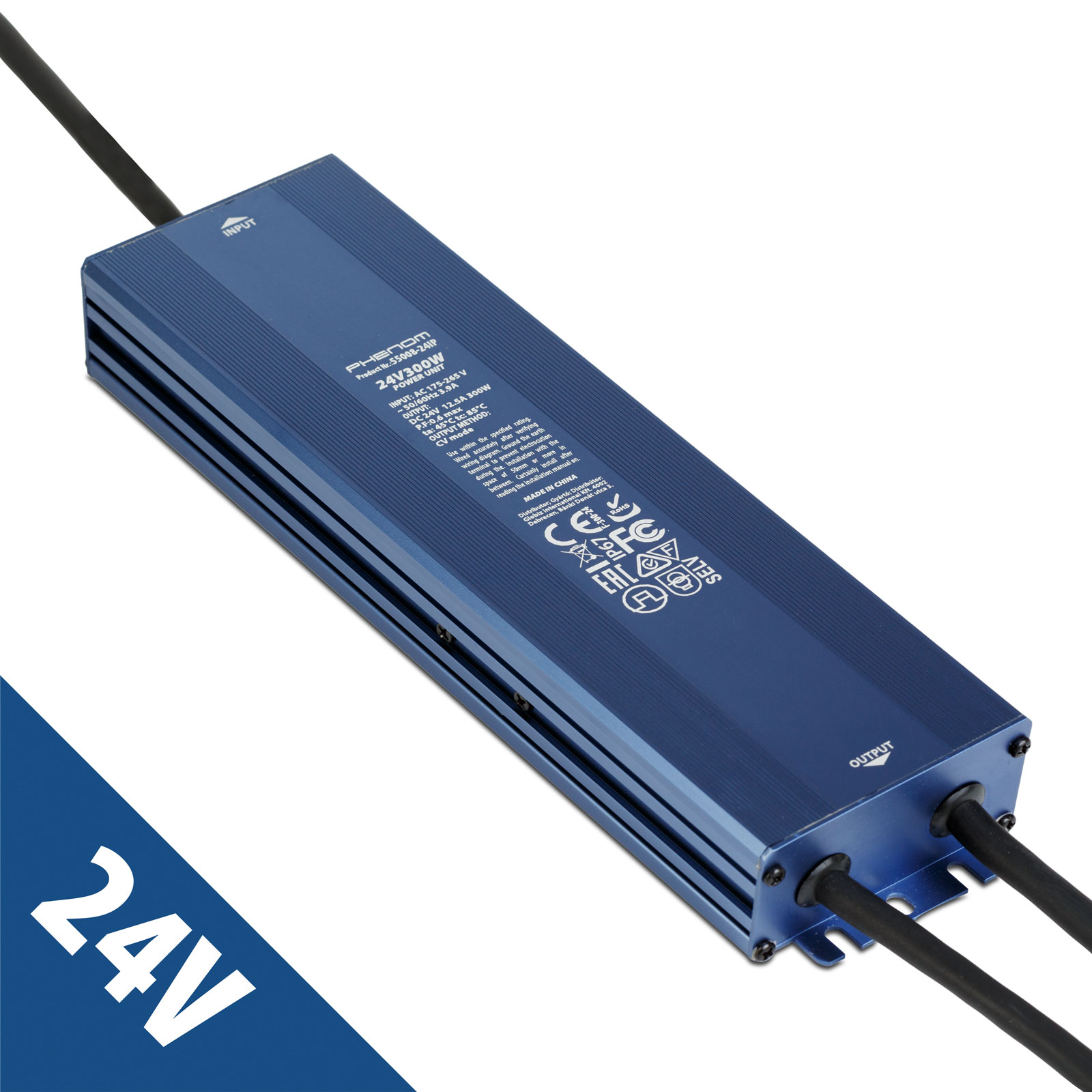 Sursa alimentare 24V 300W 12.5A IP67 gri, transformator LED impermeabil exterior interior