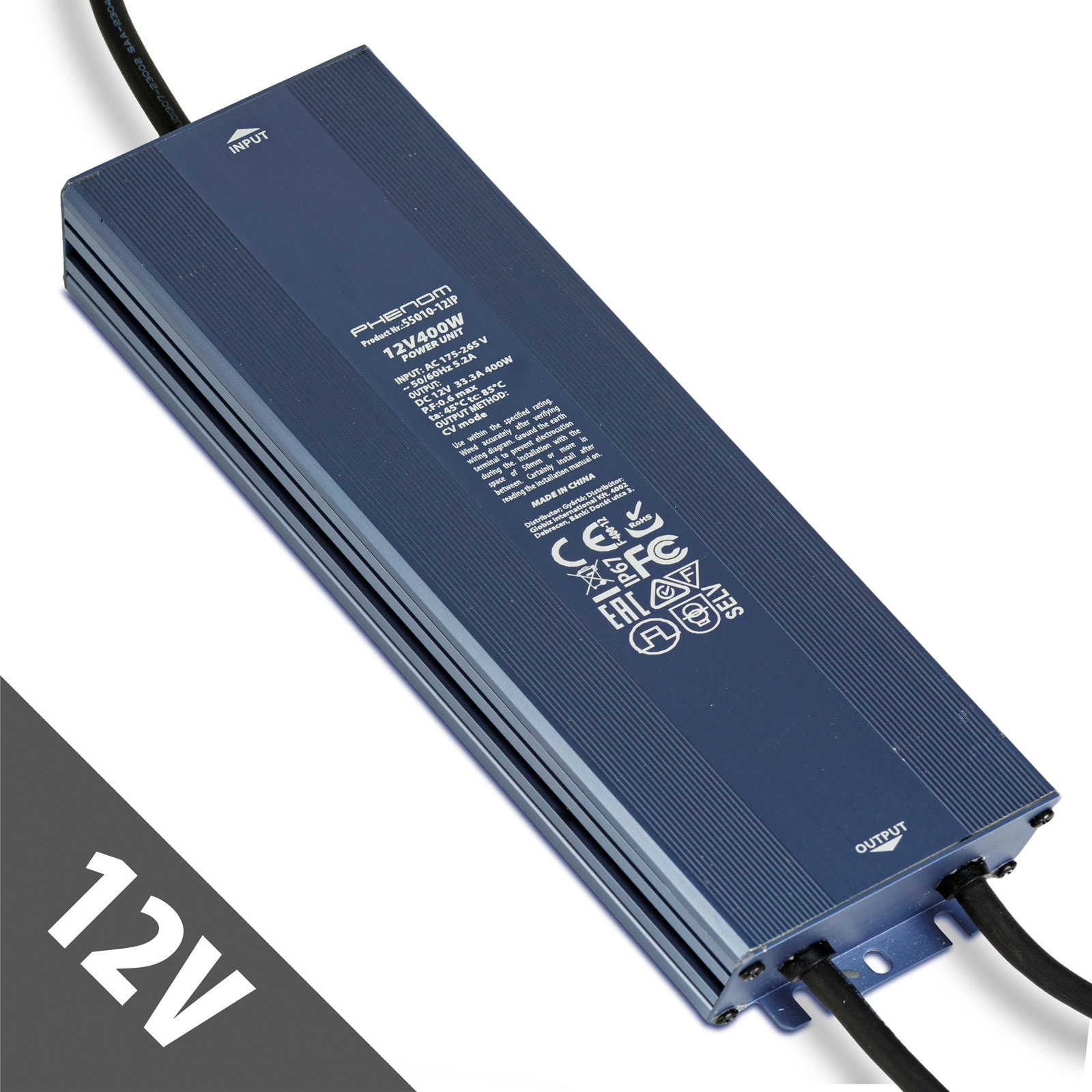 Sursa alimentare 12V 400W 33.3A IP67 gri, transformator LED impermeabil exterior interior