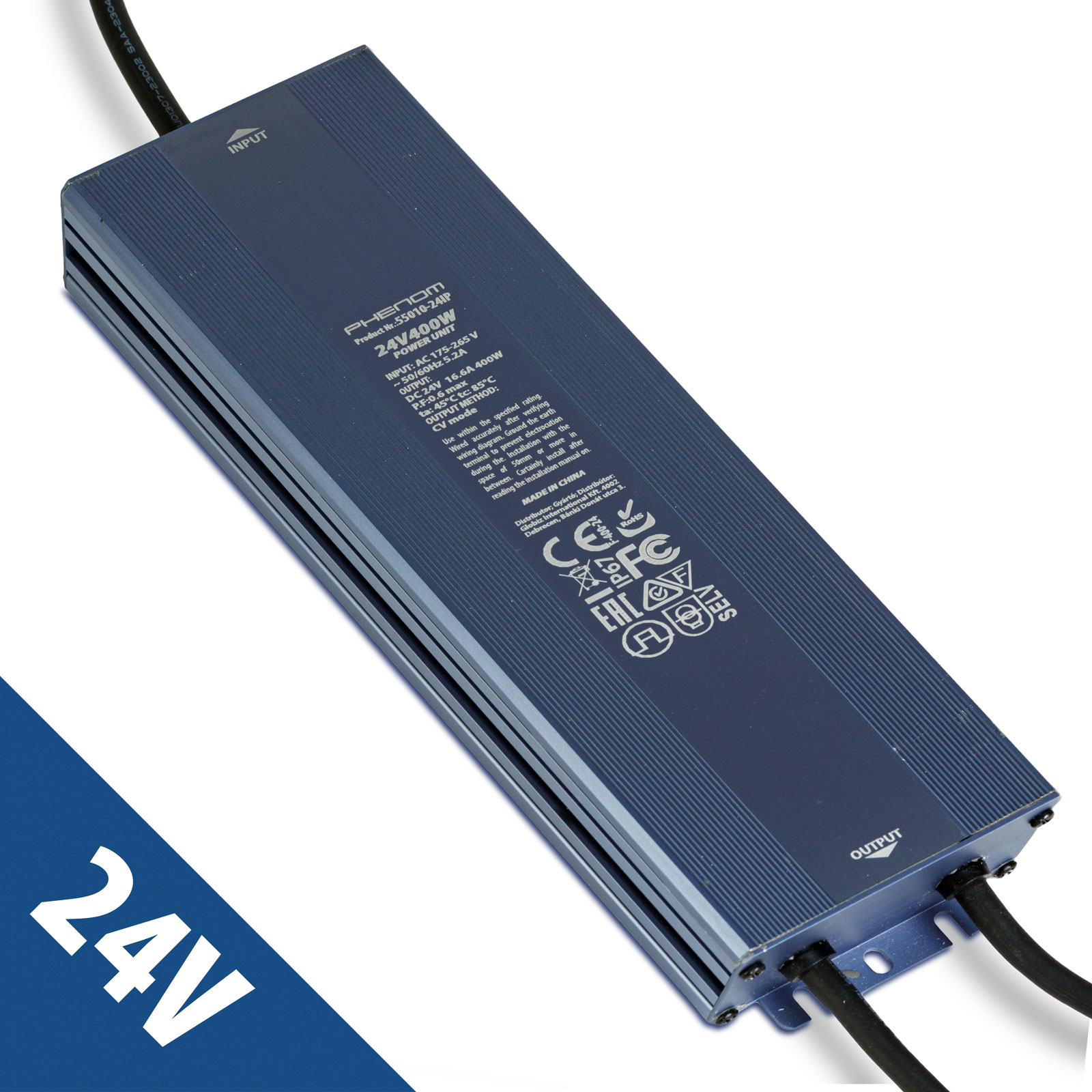 Sursa alimentare 24V 400W 16.6A IP67 gri, transformator LED impermeabil exterior interior