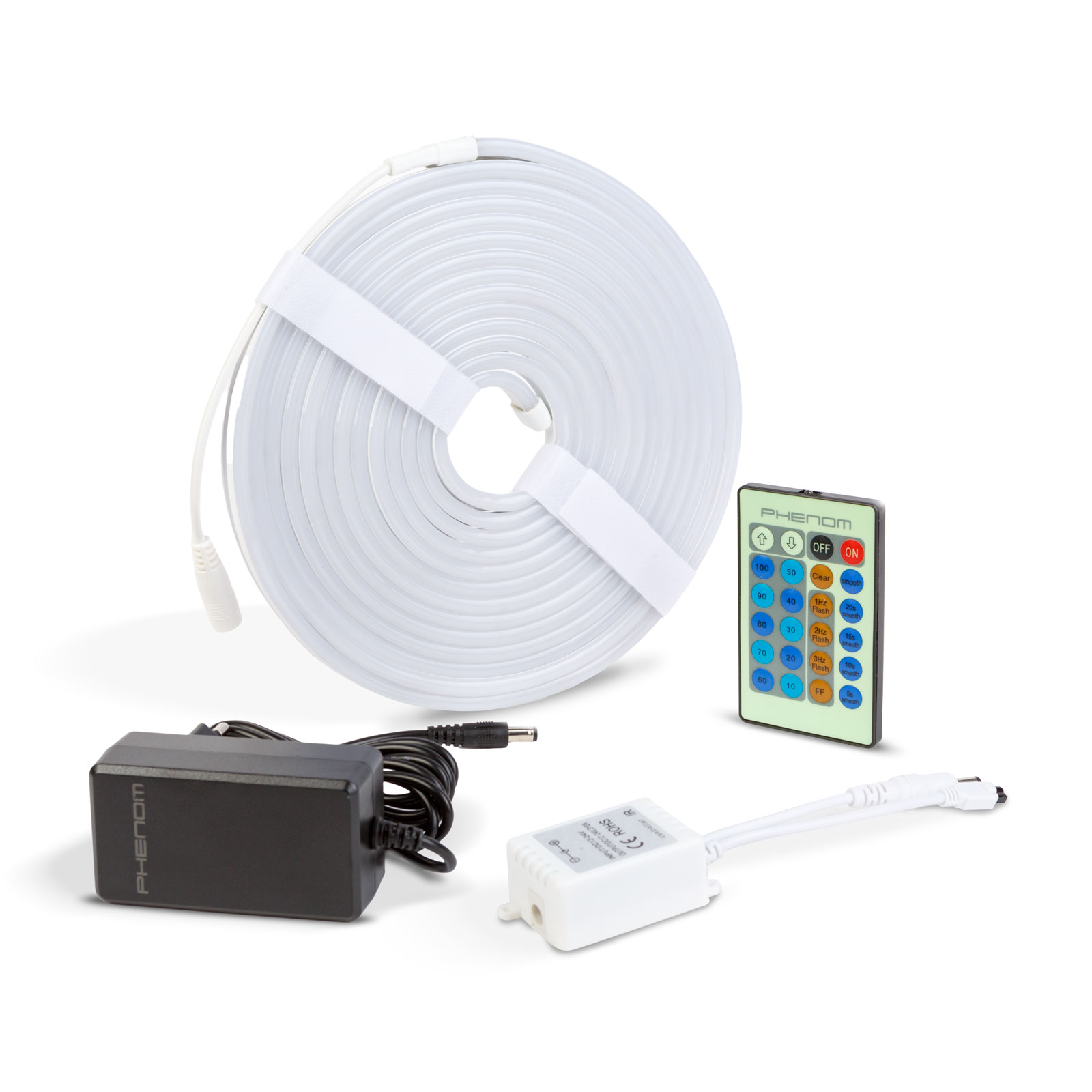 Bandă LED neon 5m alb cald, IP65, telecomandă, lumină decorativă intensă