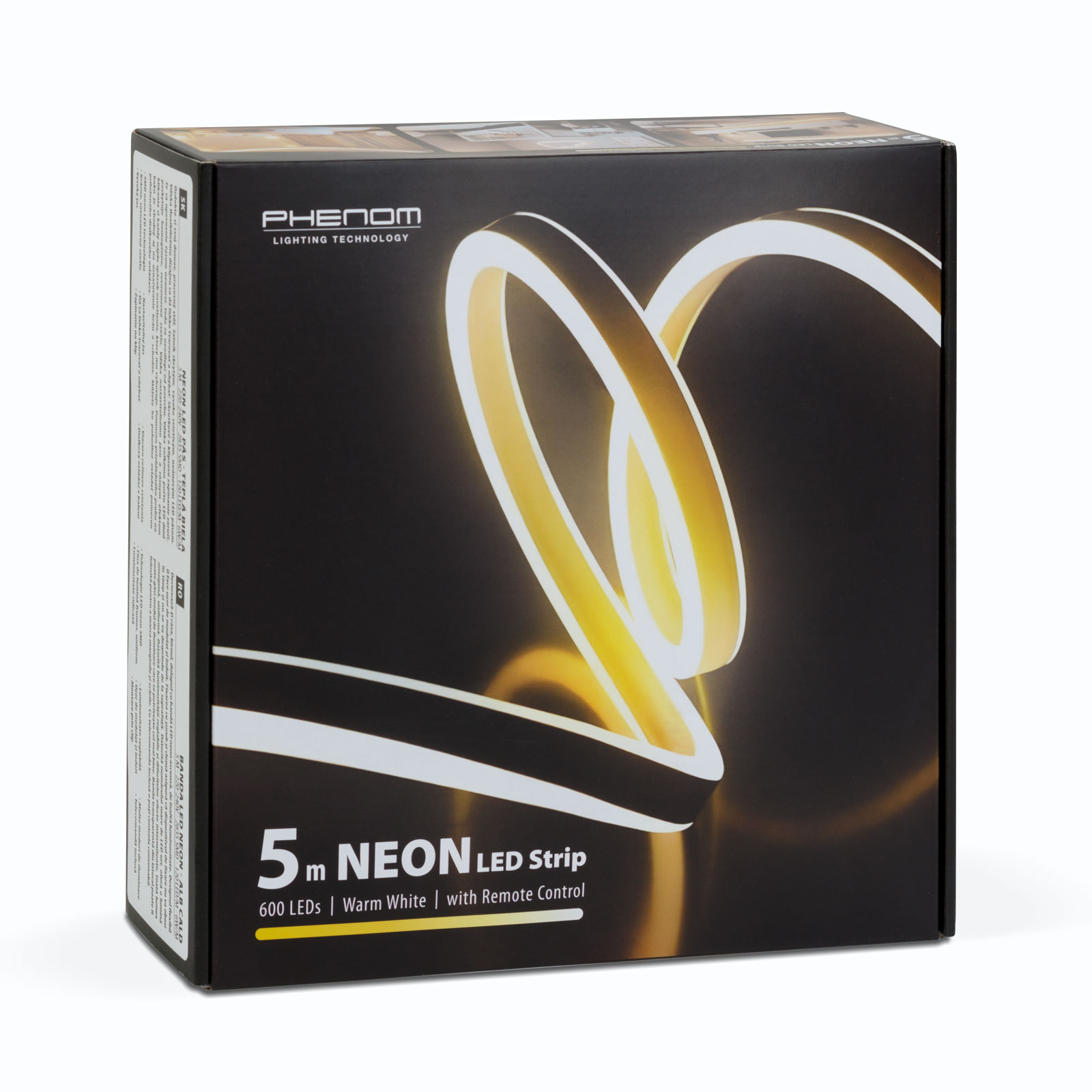 Bandă LED neon 5m alb cald, IP65, telecomandă, lumină decorativă intensă