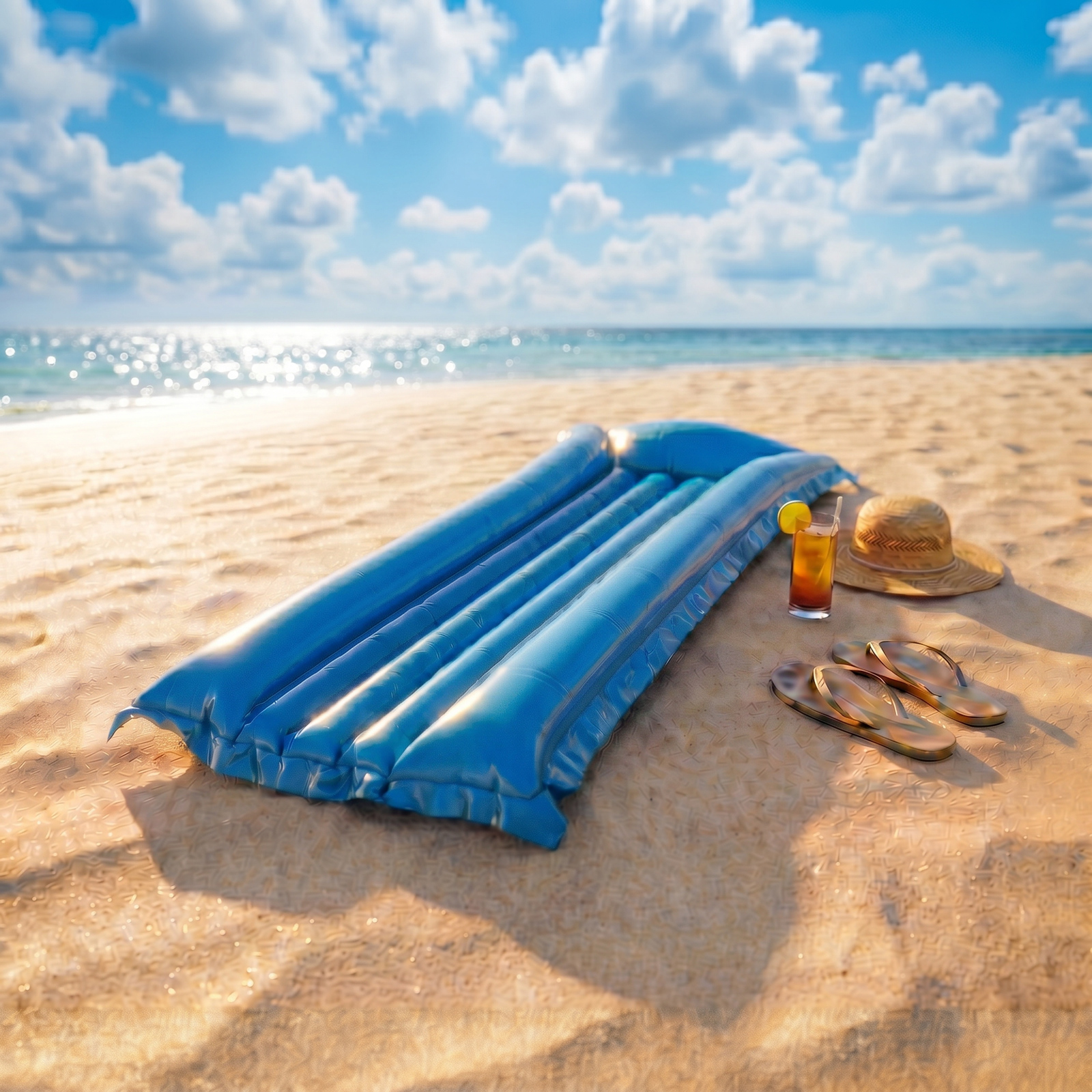 Saltea gonflabila pentru piscina si plaja, 174 x 56 x 18 cm, albastra
