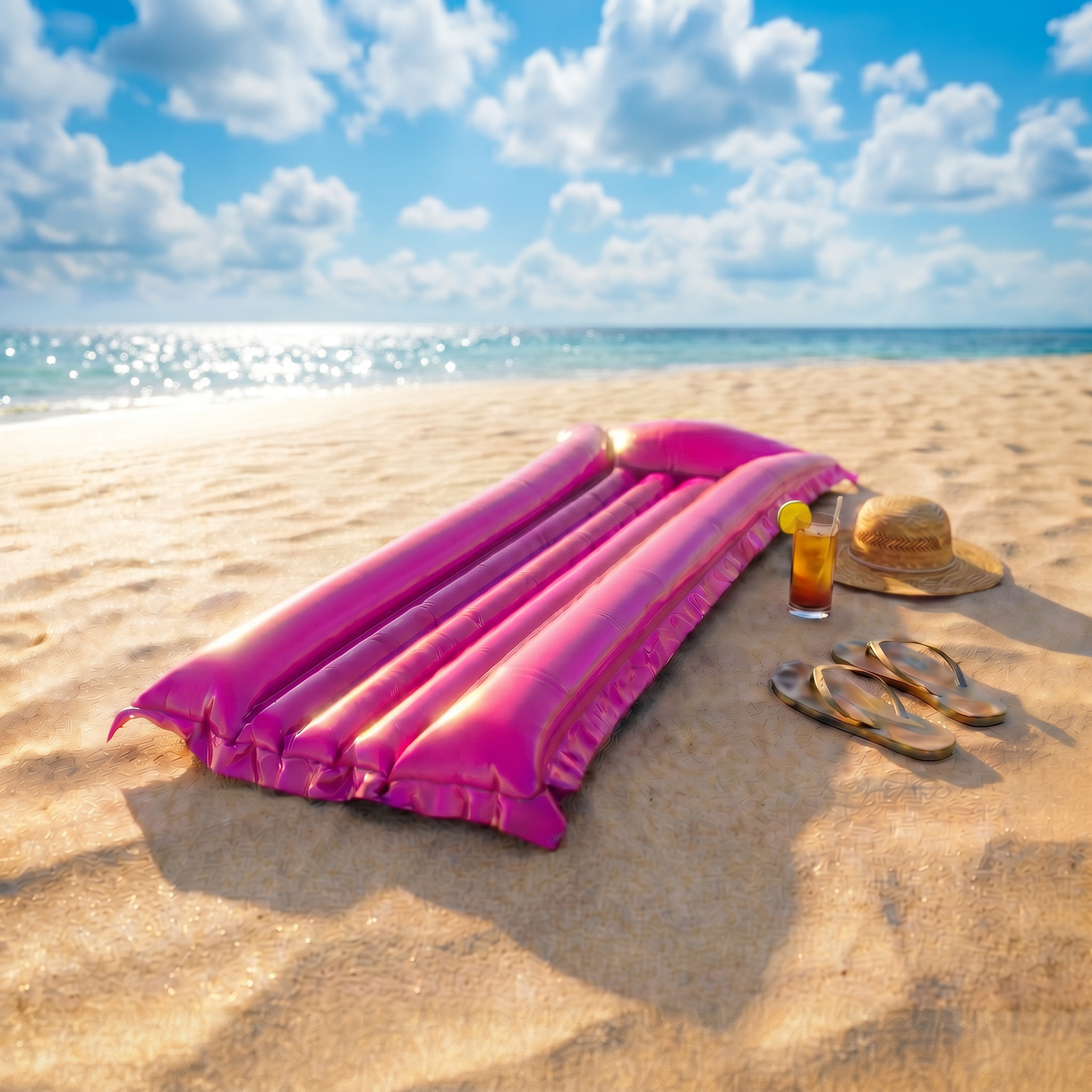 Saltea gonflabila pentru piscina si plaja, 174 x 56 x 18 cm, violet