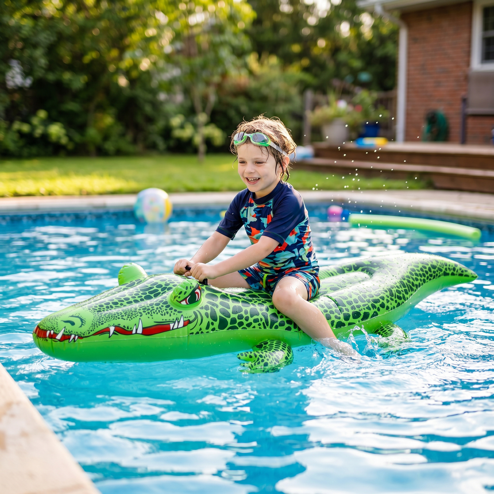 Saltea gonflabila tip crocodil pentru piscina, 139 x 61 x 23 cm