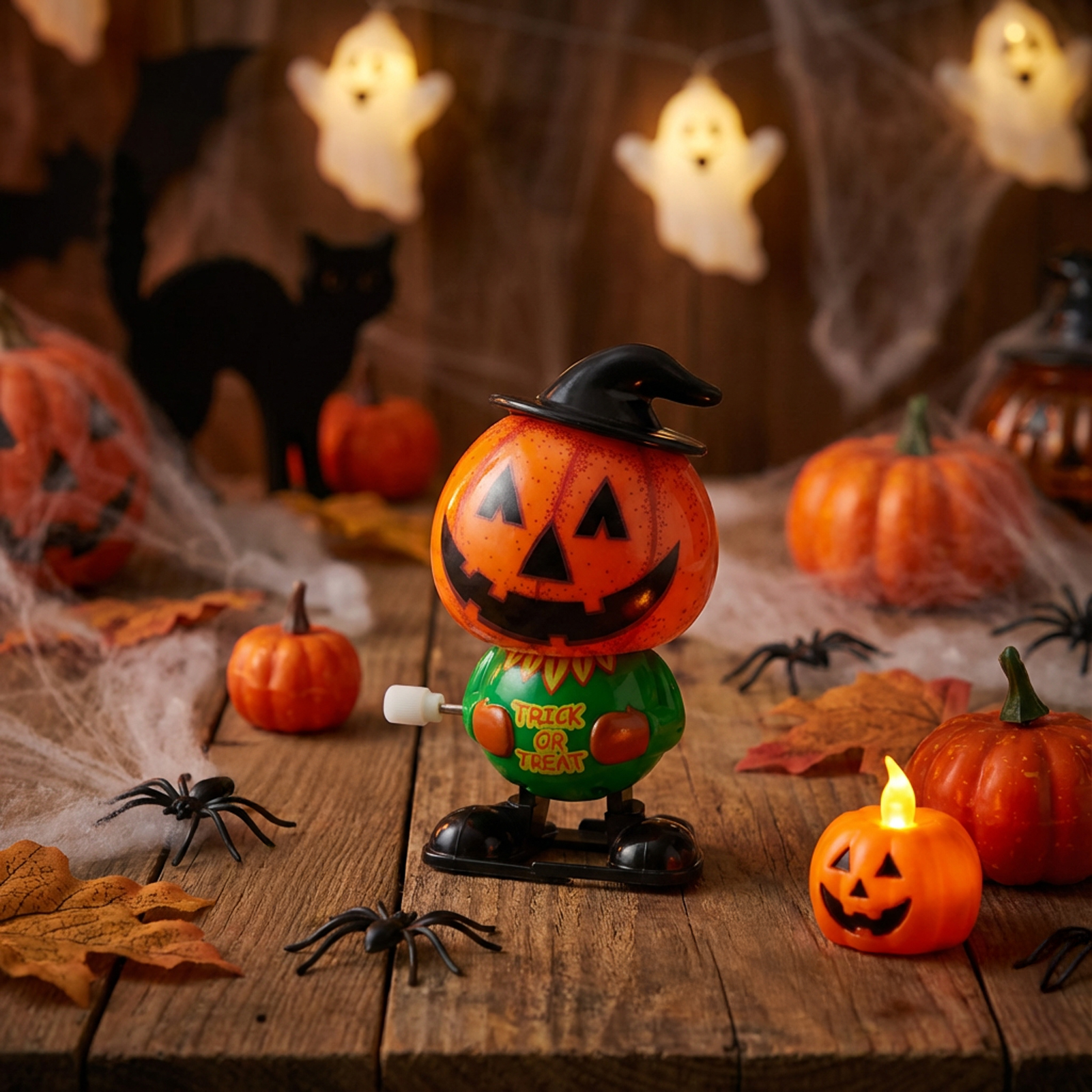 Dovleac Halloween, 7x5x4 cm, jucarie distractiva, fara baterii, portocaliu, plastic