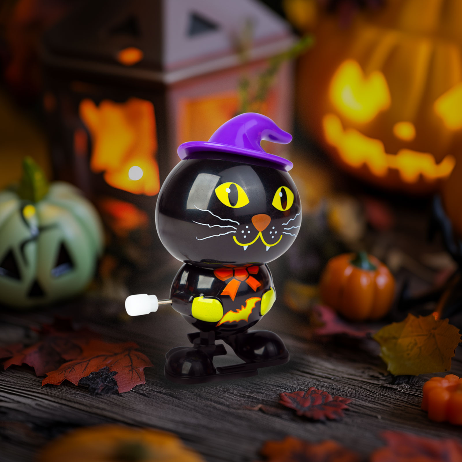 Pisica Halloween, 7x5x4 cm, jucarie distractiva, fara baterii